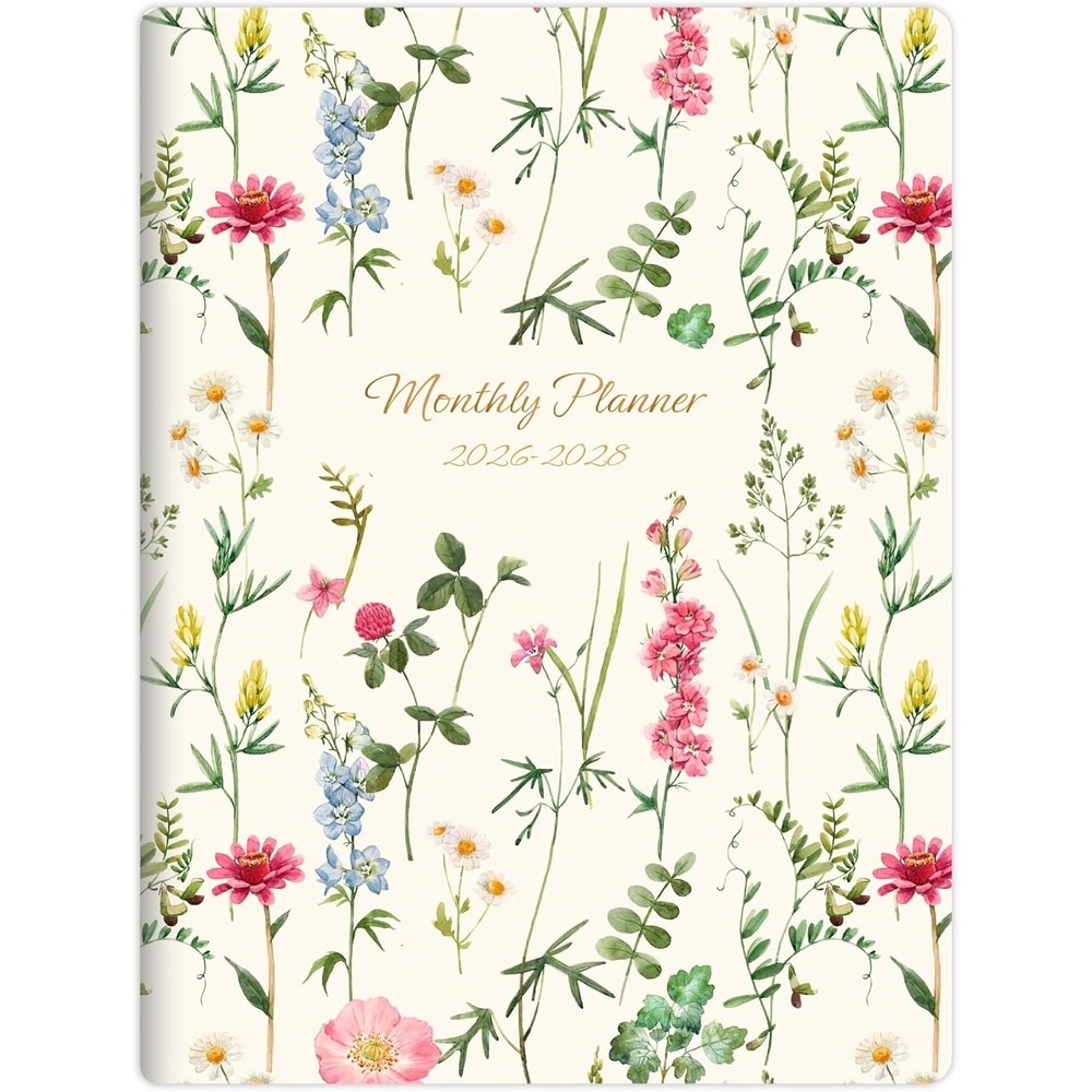 image:imageSUNEE Monthly Planner May 2026 to June 20287 x 10 Large Calendar Book Big Size Desk Organizer for Business School Notes 100 GSM Paper Peony BloomBeige Wildflower