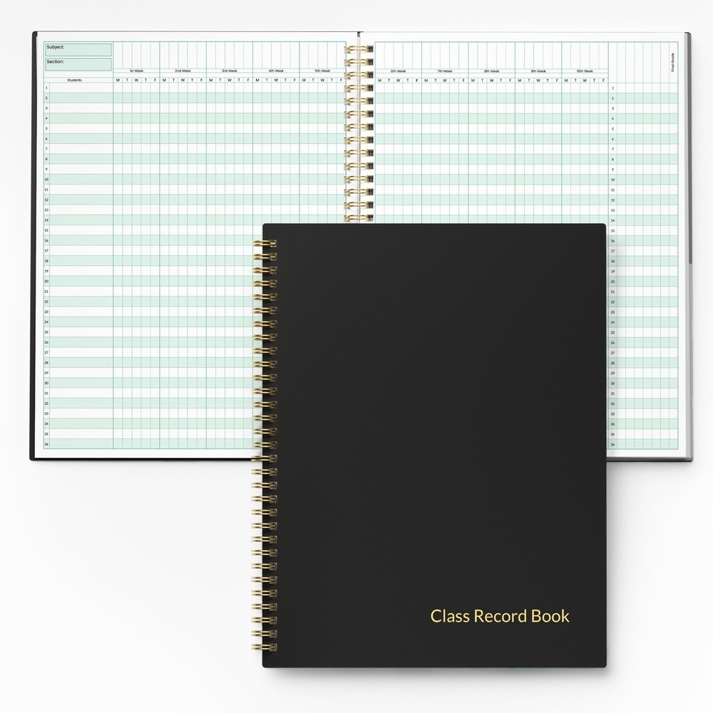 image:imageSUNEE Teacher Class Record Book for 910 weeks 36 Names 85x11 Inch 104 Pages 52 Sheets 100gsm Thick Paper Larger Grade Recording up to 36 Students with WaterResistant Plastic Cover BlueBlack