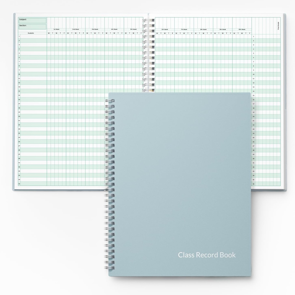 image:imageSUNEE Teacher Class Record Book for 910 weeks 36 Names 85x11 Inch 104 Pages 52 Sheets 100gsm Thick Paper Larger Grade Recording up to 36 Students with WaterResistant Plastic Cover BlueBlue