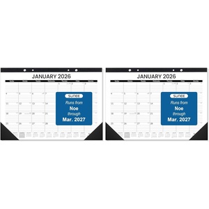 image:imageSUNEE Desk Calendar 2026 18 Months from Oct 2025 to Mar 2027 17x12 Academic 2026 Calendar for Home School or Office Desk Top Organizing Black Monthy Calendar 2026 Pack of 2