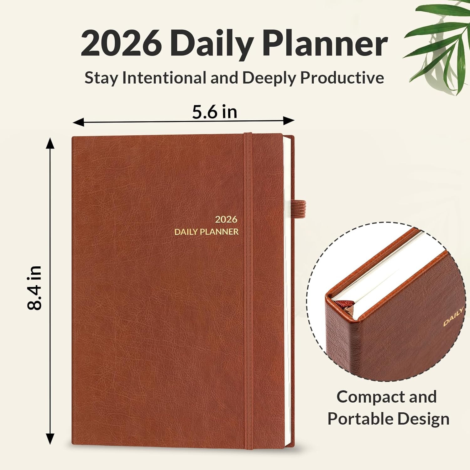 image:imageSUNEE 2026 Planner Daily Planner 2026 for Productivity Weekly amp Monthly Goal Achievement System with One Page Per Day Layout A5 Hardcover 56 x 84 January to December 2026BrownBrown