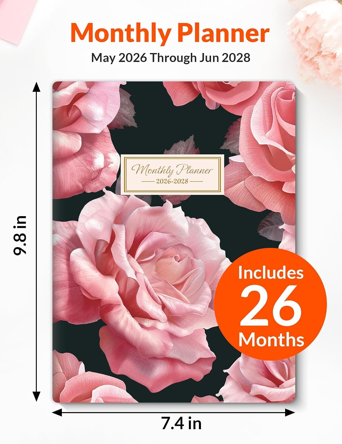 image:imageSUNEE Pocket Calendar 20262027 Two Year Monthly Planner Small Calendar 35 x 6 Organizer for Daily amp Yearly Schedule Compact Agenda Notebook for School Work Women Pink MarbleBlack Pink Flower