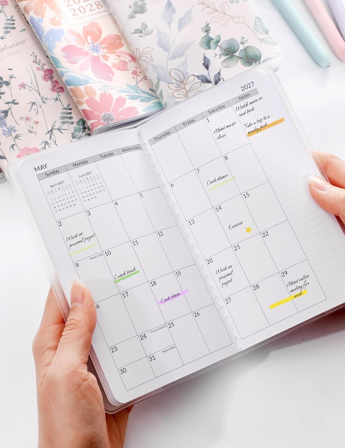 image:imageSUNEE Pocket Calendar 20262027 Two Year Monthly Planner Small Calendar 35 x 6 Organizer for Daily amp Yearly Schedule Compact Agenda Notebook for School Work Women Pink MarbleBlack