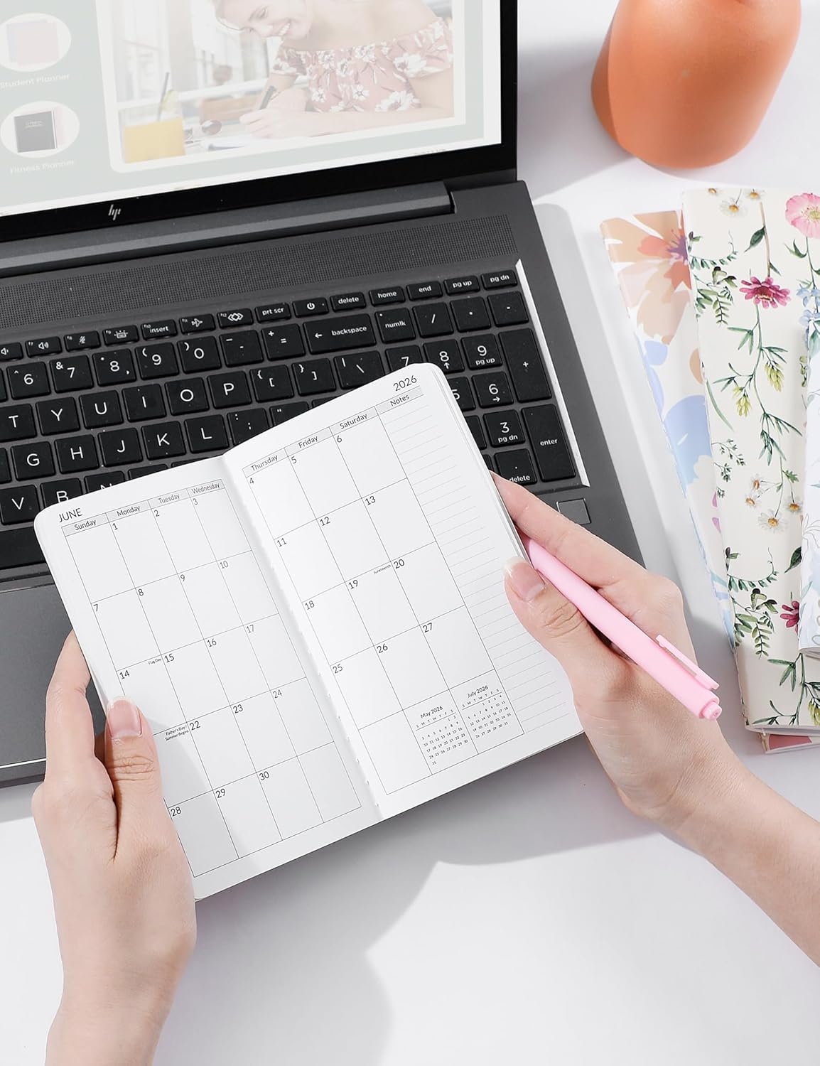 image:imageSUNEE Pocket Calendar 20262027 Two Year Monthly Planner Small Calendar 35 x 6 Organizer for Daily amp Yearly Schedule Compact Agenda Notebook for School Work Women Pink MarblePink Marble