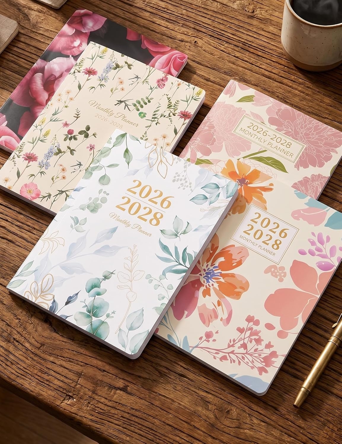 image:imageSUNEE Pocket Calendar 20262027 Two Year Monthly Planner Small Calendar 35 x 6 Organizer for Daily amp Yearly Schedule Compact Agenda Notebook for School Work Women Pink MarbleBlack Pink Flower