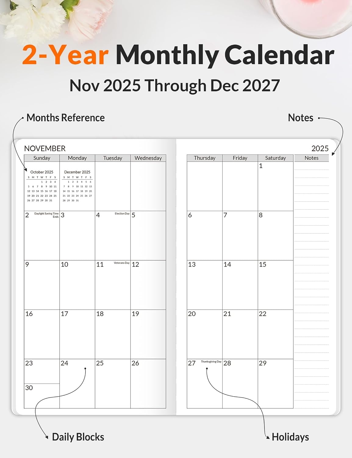 image:imageSUNEE Pocket Calendar 20262027 Two Year Monthly Planner Small Calendar 35 x 6 Organizer for Daily amp Yearly Schedule Compact Agenda Notebook for School Work Women Pink MarblePink Marble