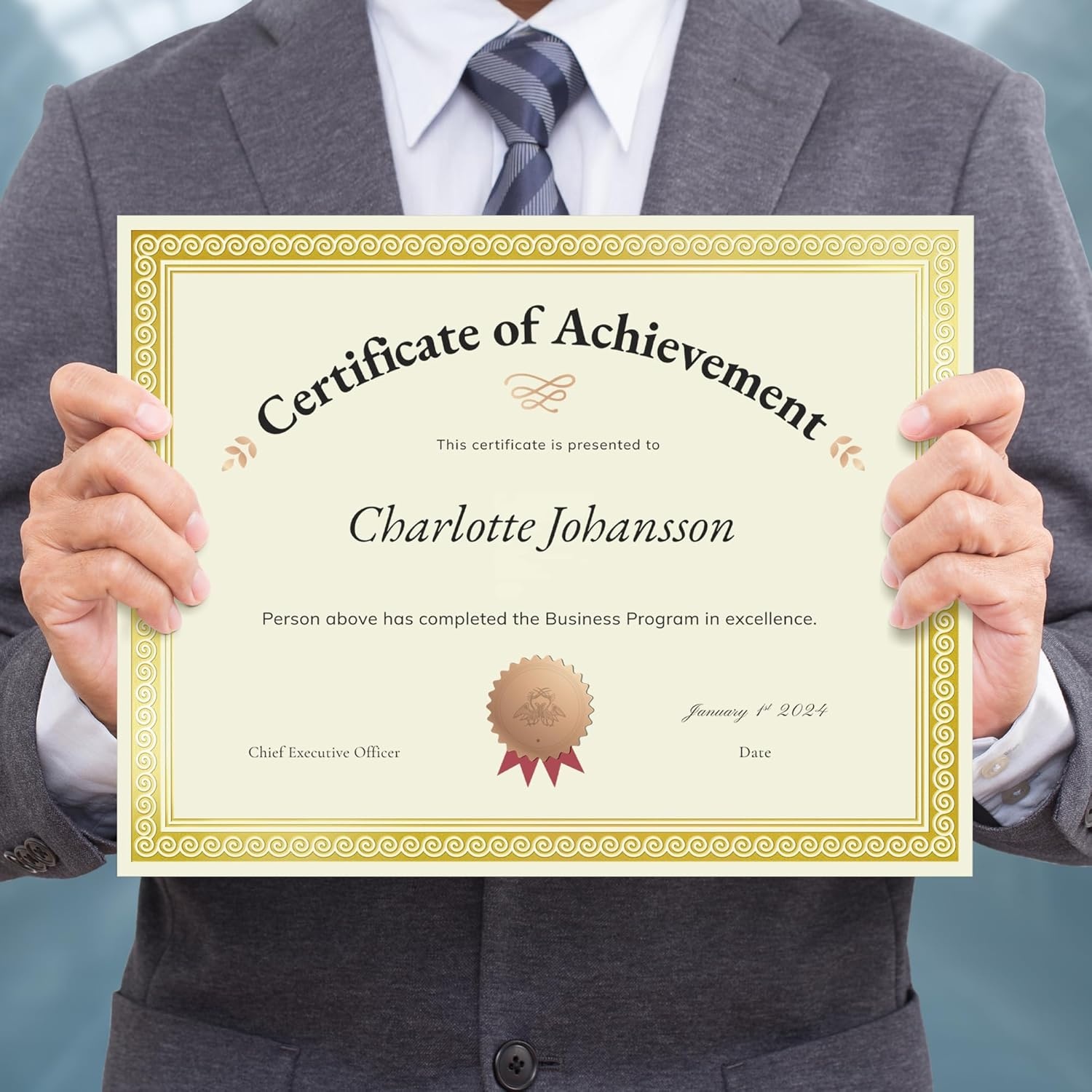 image:imageSUNEE 100 Sheets Certificate Papers Blank Gold Foil Border 85x11 for Diploma Certificates Participation Awards Document Cardstock Paper and Inkjet Printer Friendly Ivory50