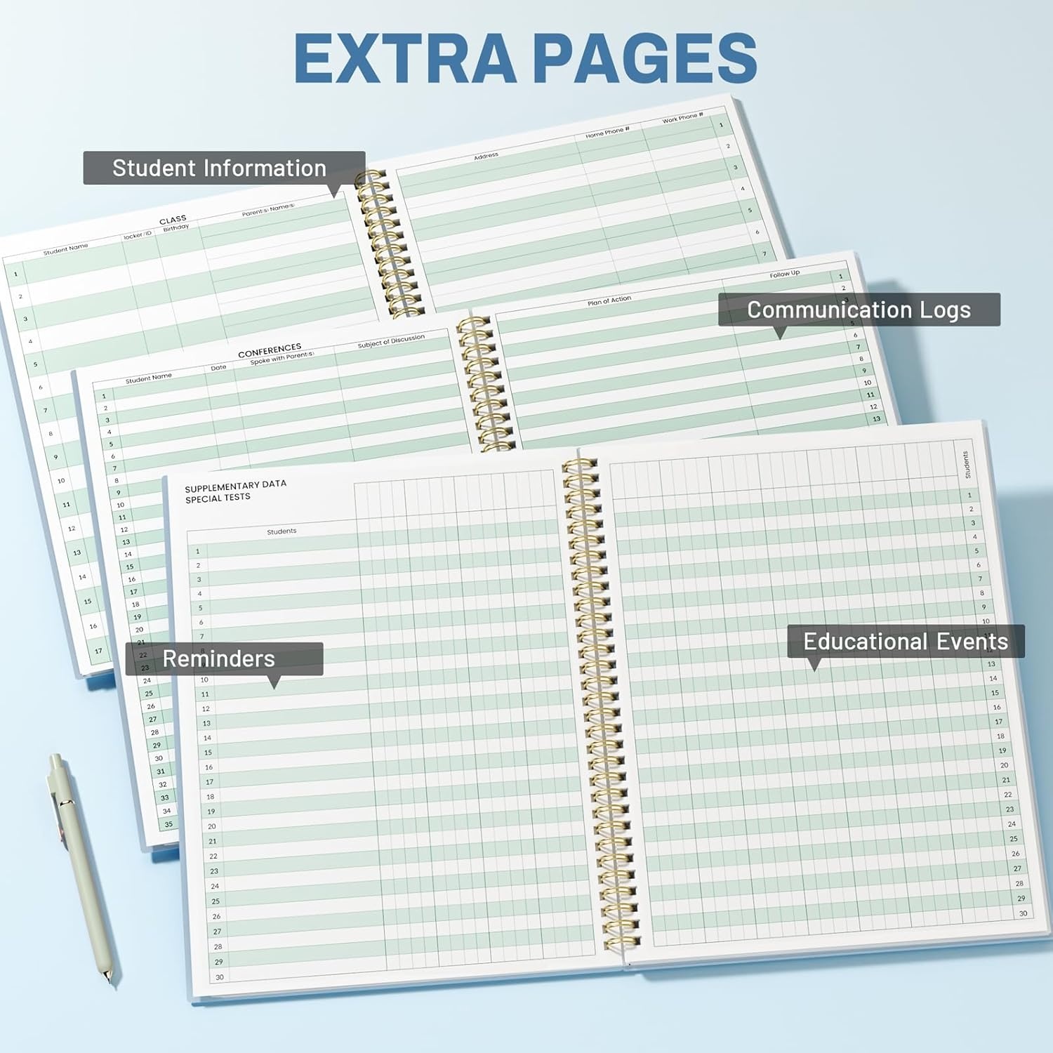 image:imageSUNEE 8 Period Teacher Lesson Plan Book Days Vertically Undated Teacher Planner 20262027 Academic Year 85 x 11 Inch 104 Pages52 Sheets 40 Weeks Waterproof Plastic Cover Back Pocket BlueBlue