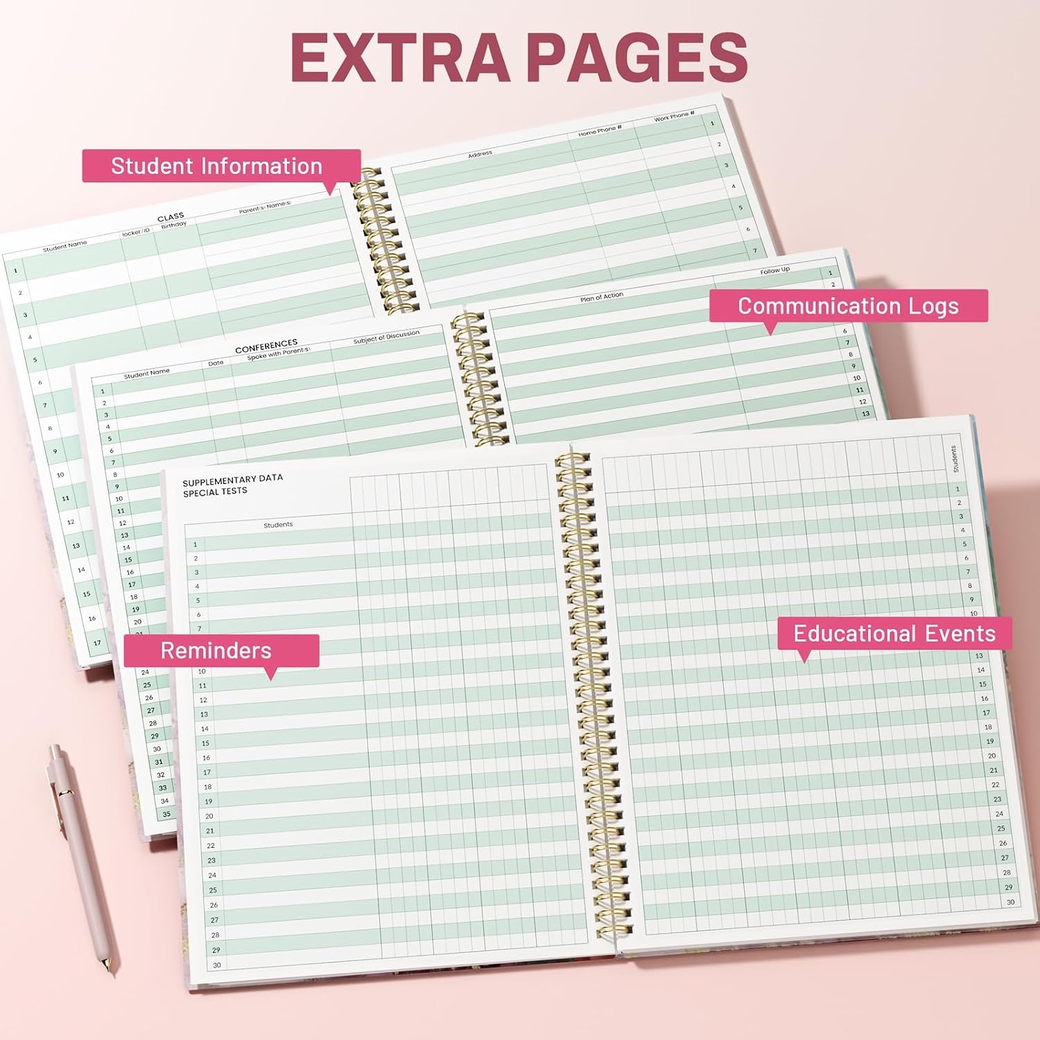 image:imageSUNEE 8 Period Teacher Lesson Plan Book Days Vertically Undated Teacher Planner 20262027 Academic Year 85 x 11 Inch 104 Pages52 Sheets 40 Weeks Waterproof Plastic Cover Back Pocket BluePink Marble