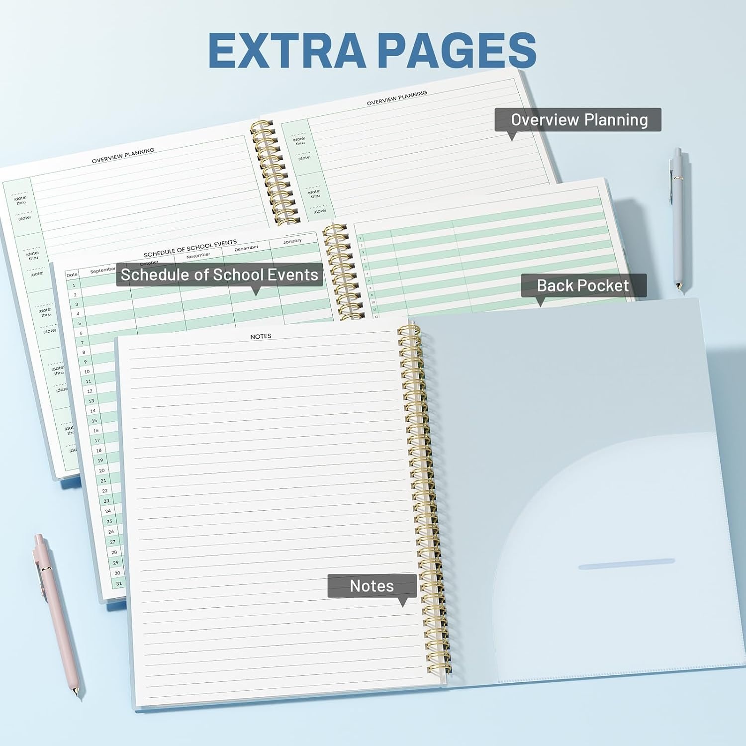 image:imageSUNEE 8 Period Teacher Lesson Plan Book Days Vertically Undated Teacher Planner 20262027 Academic Year 85 x 11 Inch 104 Pages52 Sheets 40 Weeks Waterproof Plastic Cover Back Pocket BlueBlue