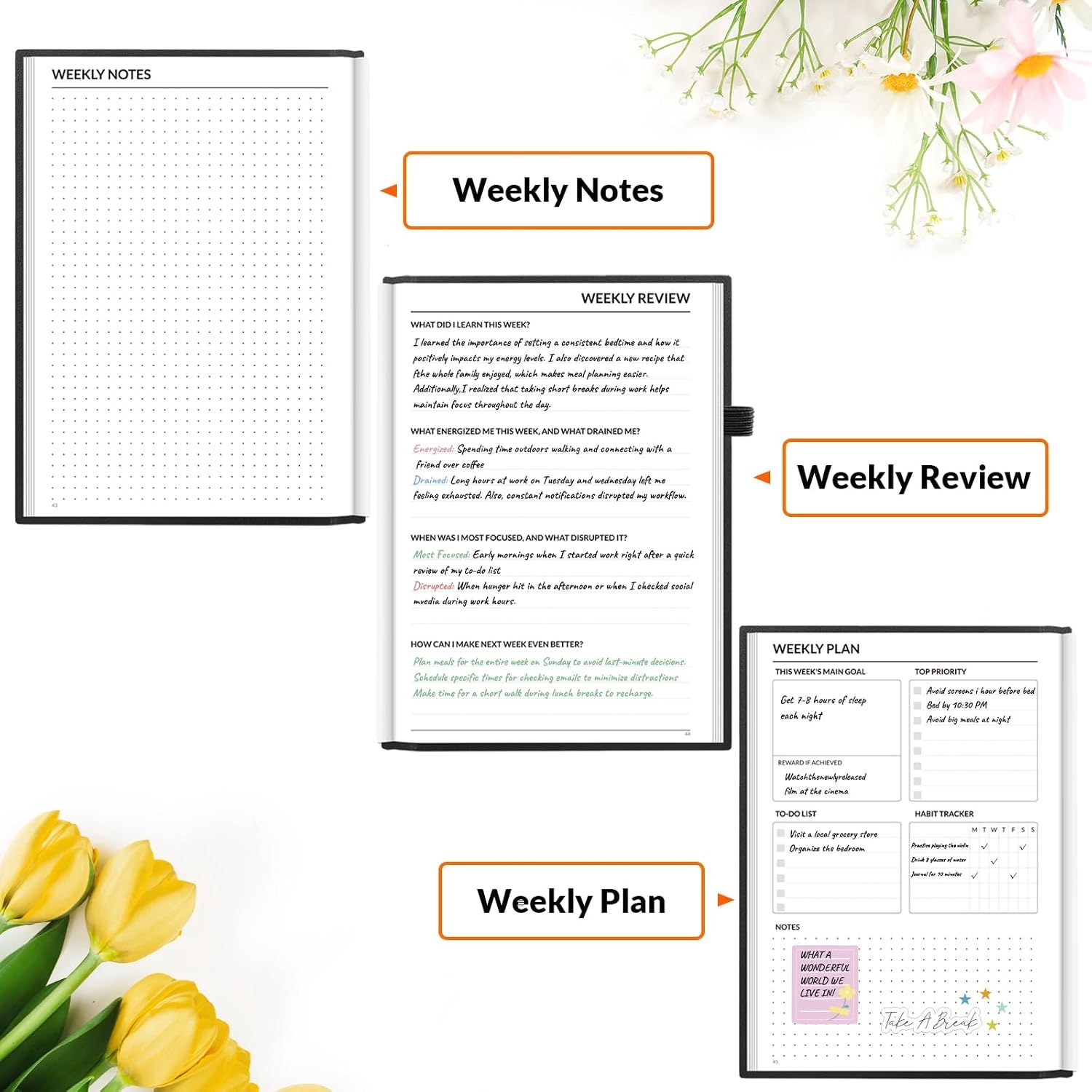image:imageSUNEE Adhd Daily Planner for Adults3Month Undated Daily Weekly Monthly Planner for Productivity Goal Setting Time Management Work amp Life for Men amp WomenVision Board StickersBlack