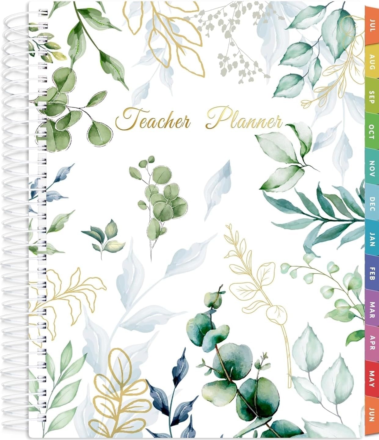 image:imageSUNEE Deluxe Teacher Planner 20262027 Lesson Planner Book with 7 Periods Jul 2026 Jun 2027 85 x 11 Daily Weekly and Monthly Organizers with Colorful Tabs Planning Stickers120gms Paper BlackLeaf