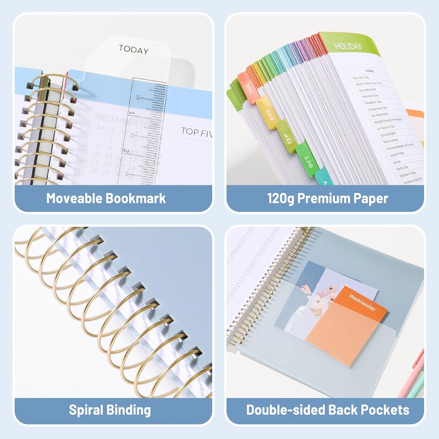 image:imageSUNEE Deluxe Teacher Planner 20262027 Lesson Planner Book with 7 Periods Jul 2026 Jun 2027 85 x 11 Daily Weekly and Monthly Organizers with Colorful Tabs Planning Stickers120gms Paper BlackBlue