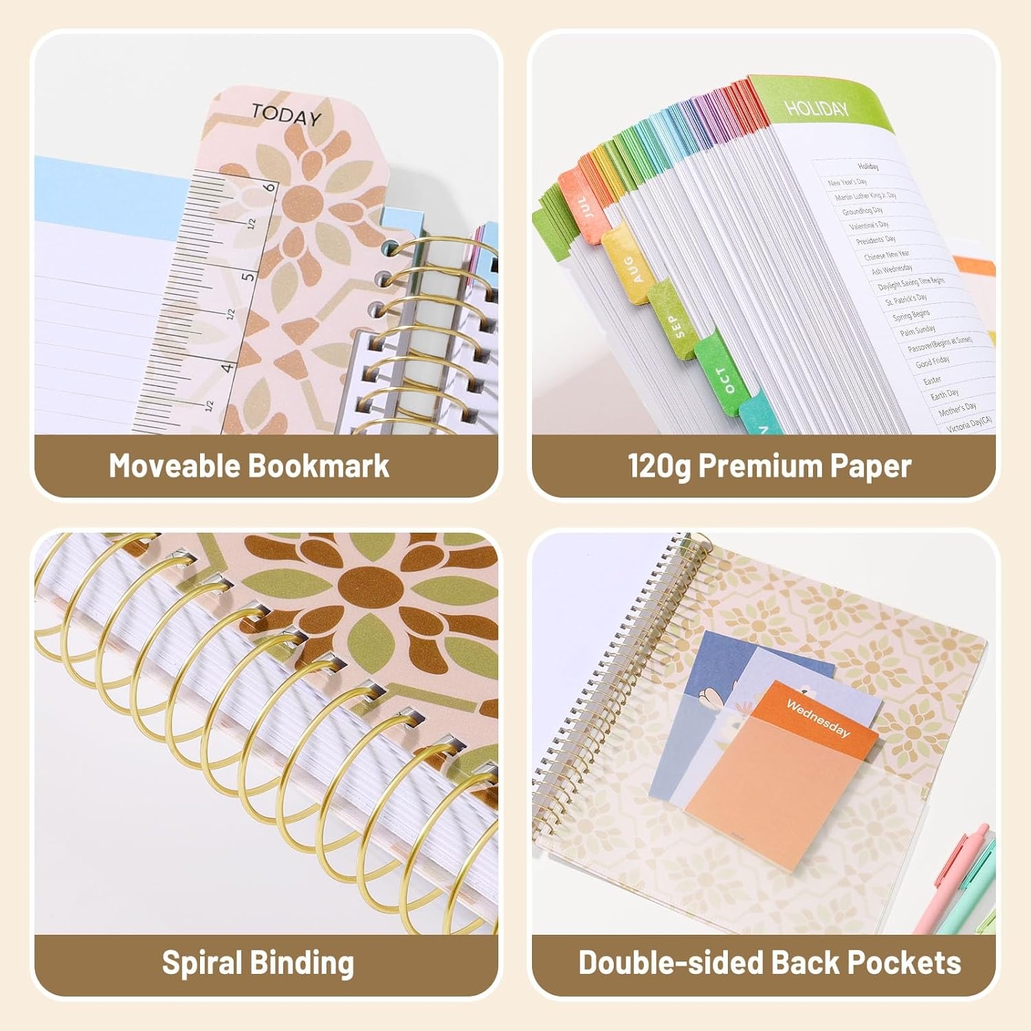 image:imageSUNEE Deluxe Teacher Planner 20262027 Lesson Planner Book with 7 Periods Jul 2026 Jun 2027 85 x 11 Daily Weekly and Monthly Organizers with Colorful Tabs Planning Stickers120gms Paper BlackRetro Floral