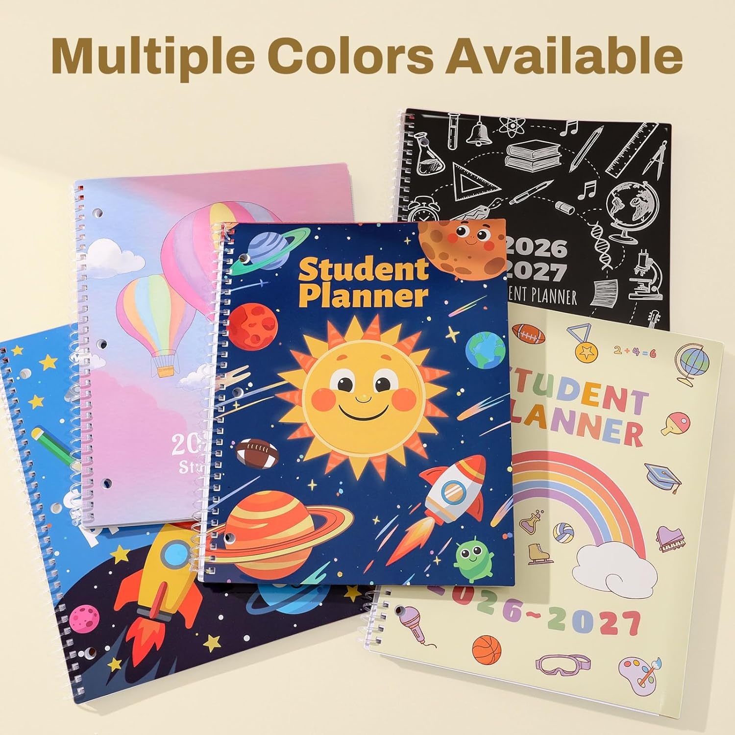 image:imageSUNEE Elementary Student Planner 20262027 Dated Academic Year Jul 2026 Jun 2027 6583 School Planner for Kids Datebooks Weekly amp Monthly Plan Book with BookmarkMonthly Tabs Solar SystemBeige Rainbow