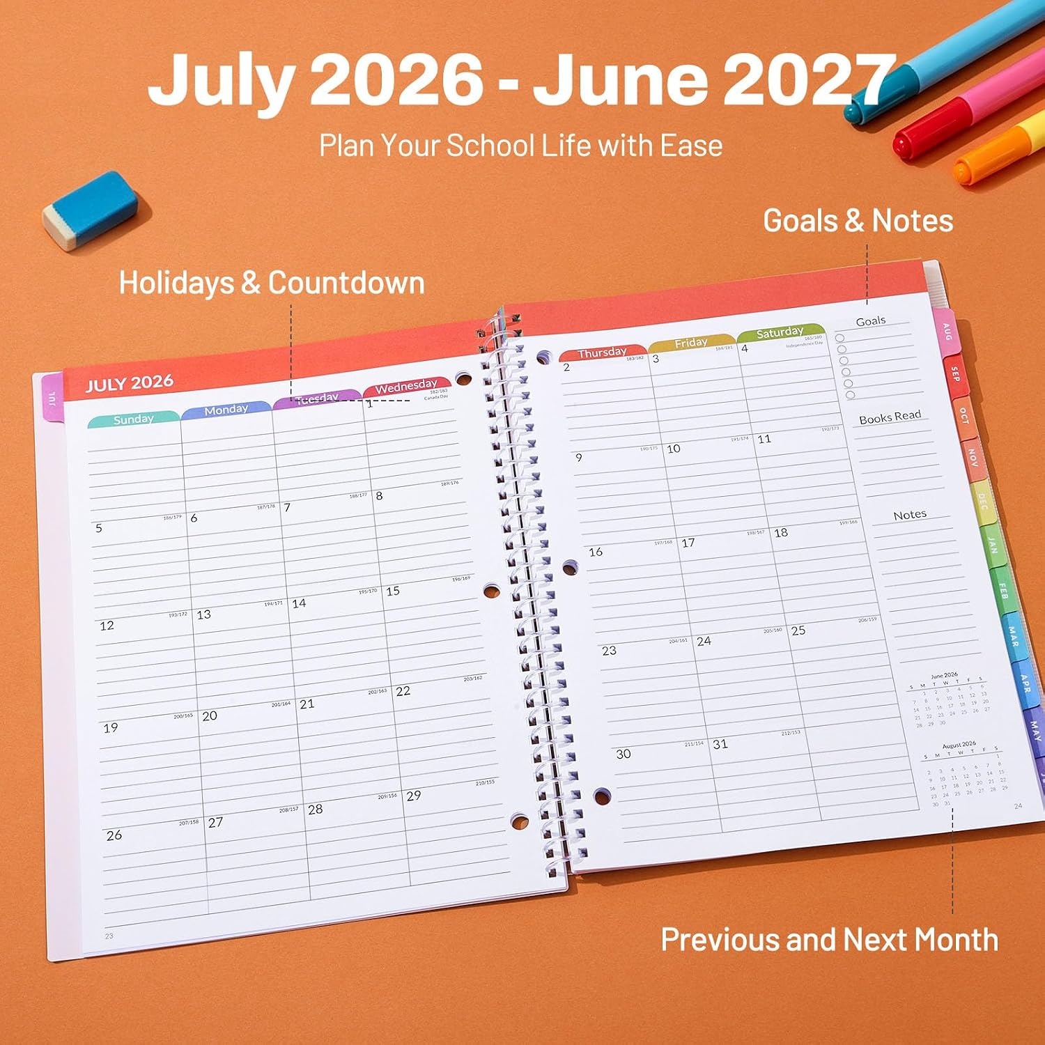 image:imageSUNEE Elementary Student Planner 20262027 Dated Academic Year Jul 2026 Jun 2027 6583 School Planner for Kids Datebooks Weekly amp Monthly Plan Book with BookmarkMonthly Tabs Solar SystemSolar System
