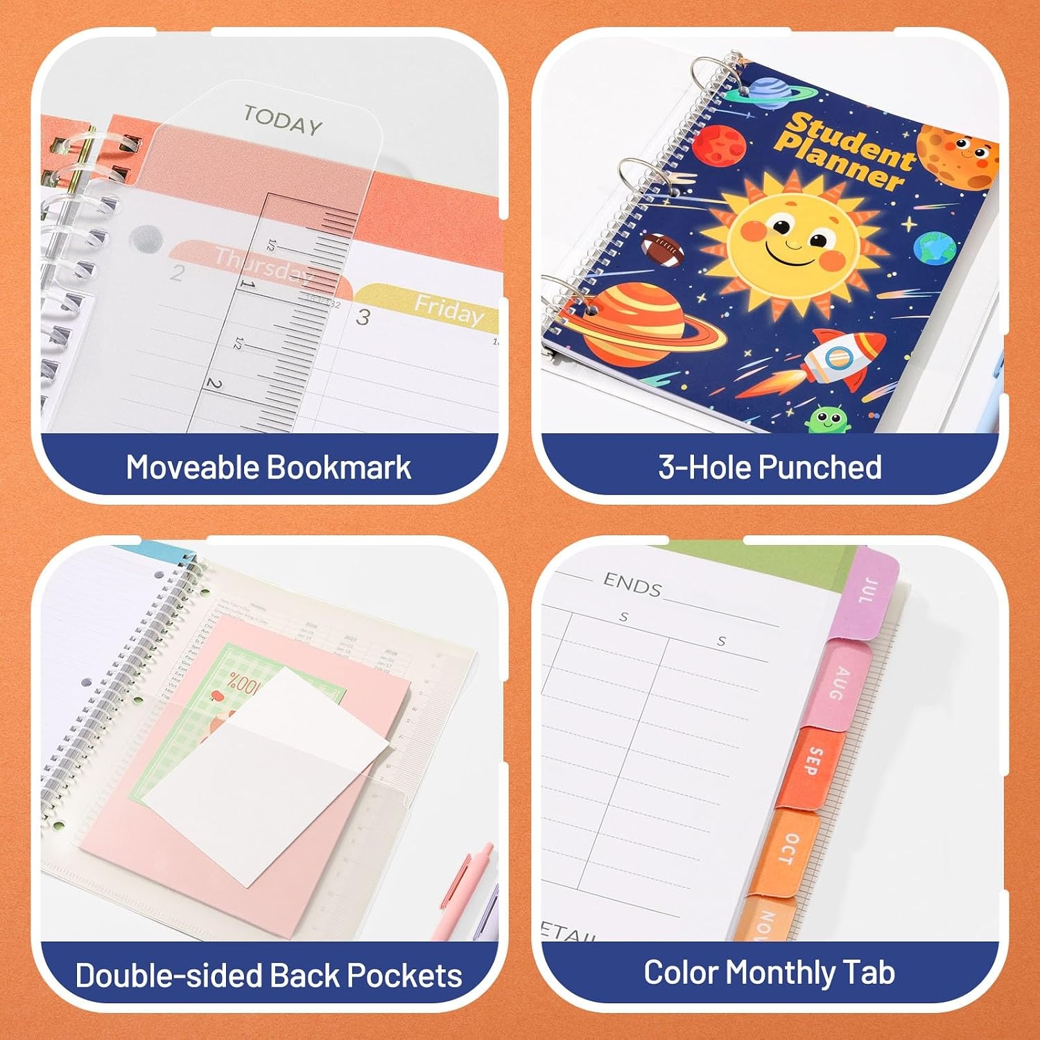 image:imageSUNEE Elementary Student Planner 20262027 Dated Academic Year Jul 2026 Jun 2027 6583 School Planner for Kids Datebooks Weekly amp Monthly Plan Book with BookmarkMonthly Tabs Solar SystemSolar System