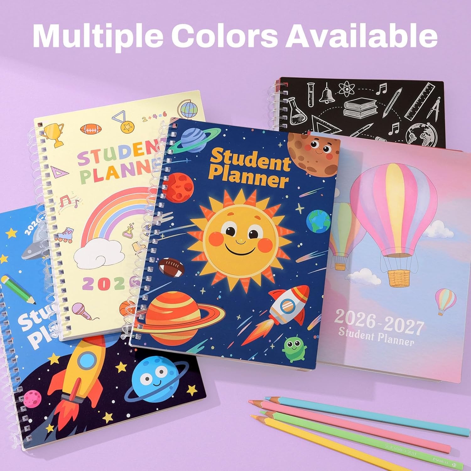 image:imageSUNEE Elementary Student Planner 20262027 Dated Academic Year Jul 2026 Jun 2027 6583 School Planner for Kids Datebooks Weekly amp Monthly Plan Book with BookmarkMonthly Tabs Solar SystemColorful Balloon