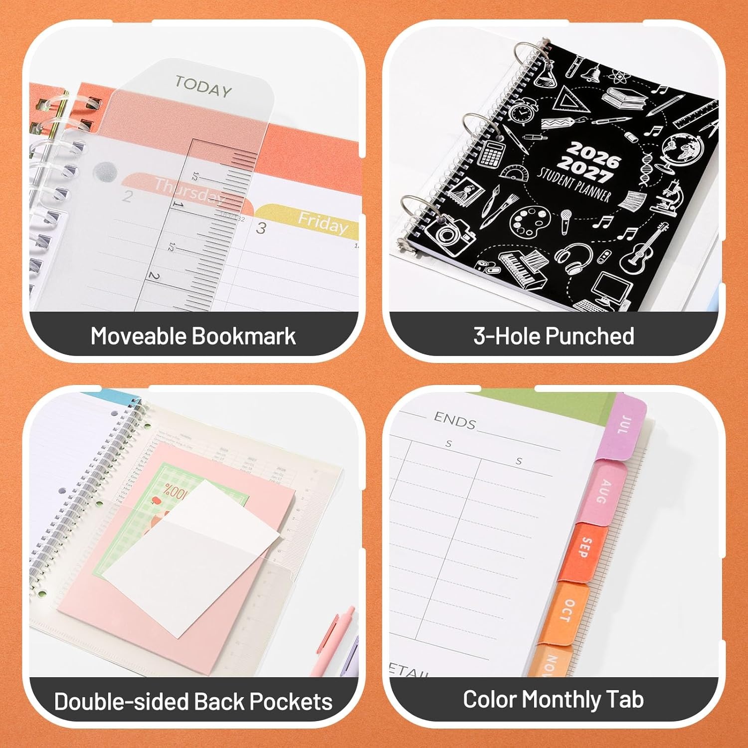 image:imageSUNEE Elementary Student Planner 20262027 Dated Academic Year Jul 2026 Jun 2027 6583 School Planner for Kids Datebooks Weekly amp Monthly Plan Book with BookmarkMonthly Tabs Solar SystemSchool Study