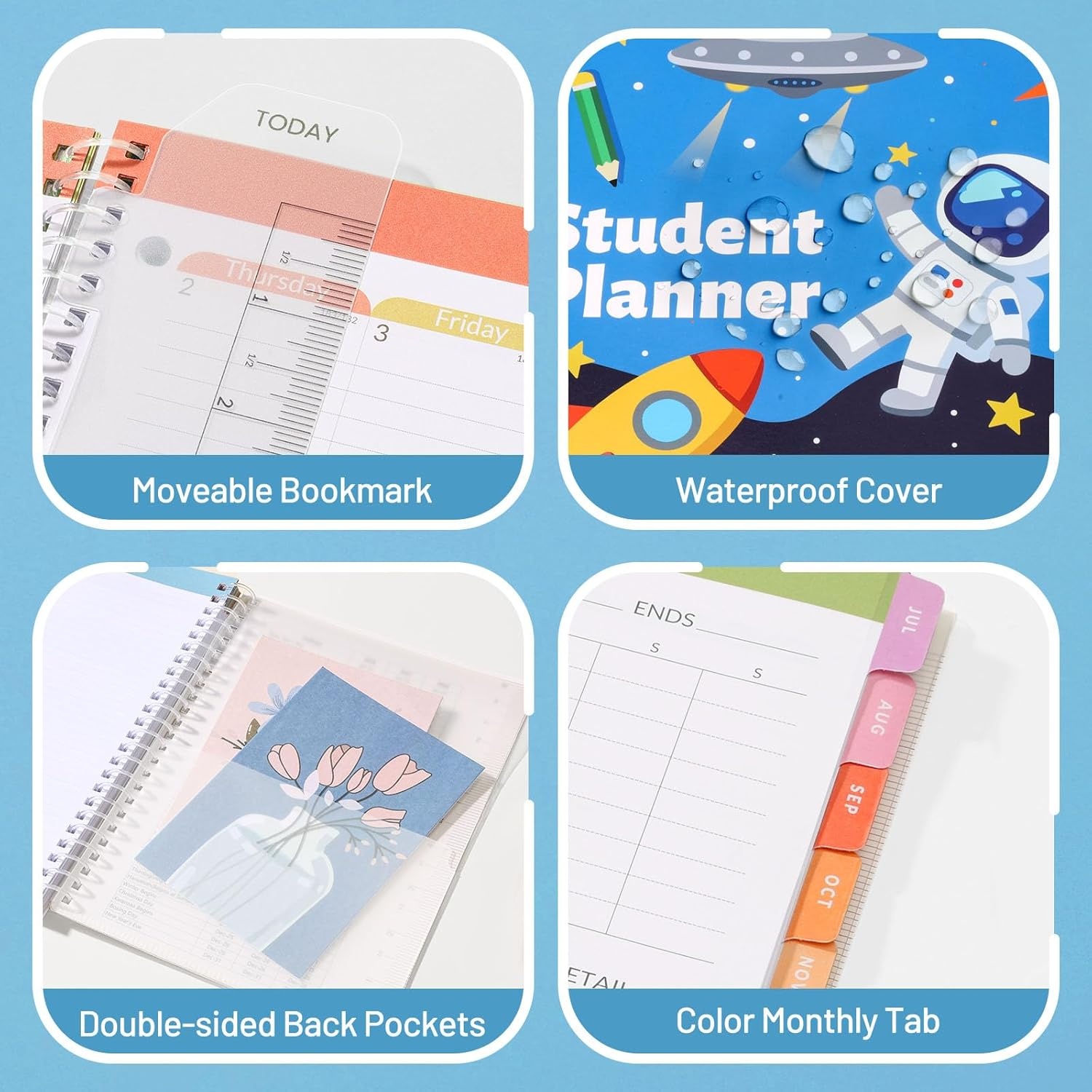 image:imageSUNEE Elementary Student Planner 20262027 Dated Academic Year Jul 2026 Jun 2027 6583 School Planner for Kids Datebooks Weekly amp Monthly Plan Book with BookmarkMonthly Tabs Solar SystemSpace Fun