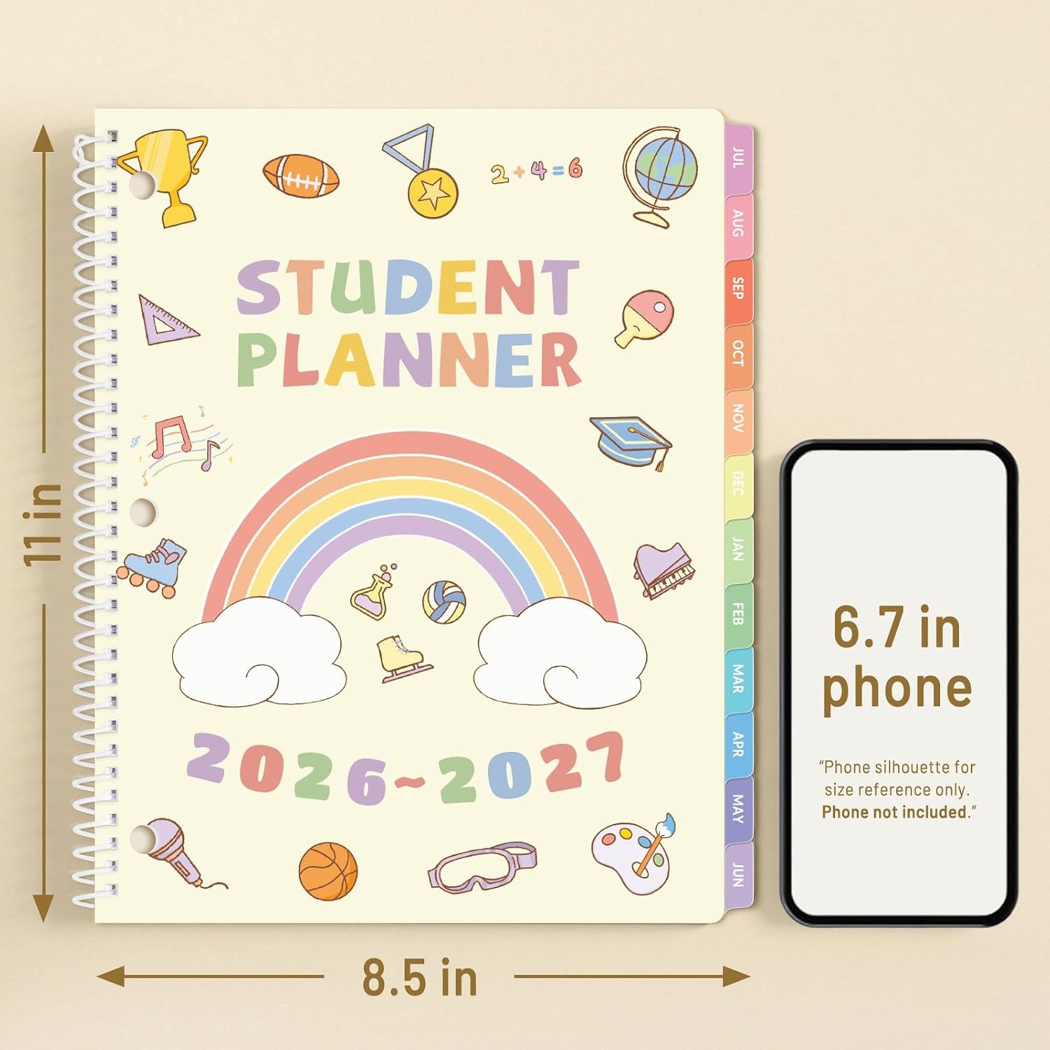 image:imageSUNEE Elementary Student Planner 20262027 Dated Academic Year Jul 2026 Jun 2027 6583 School Planner for Kids Datebooks Weekly amp Monthly Plan Book with BookmarkMonthly Tabs Solar SystemBeige Rainbow