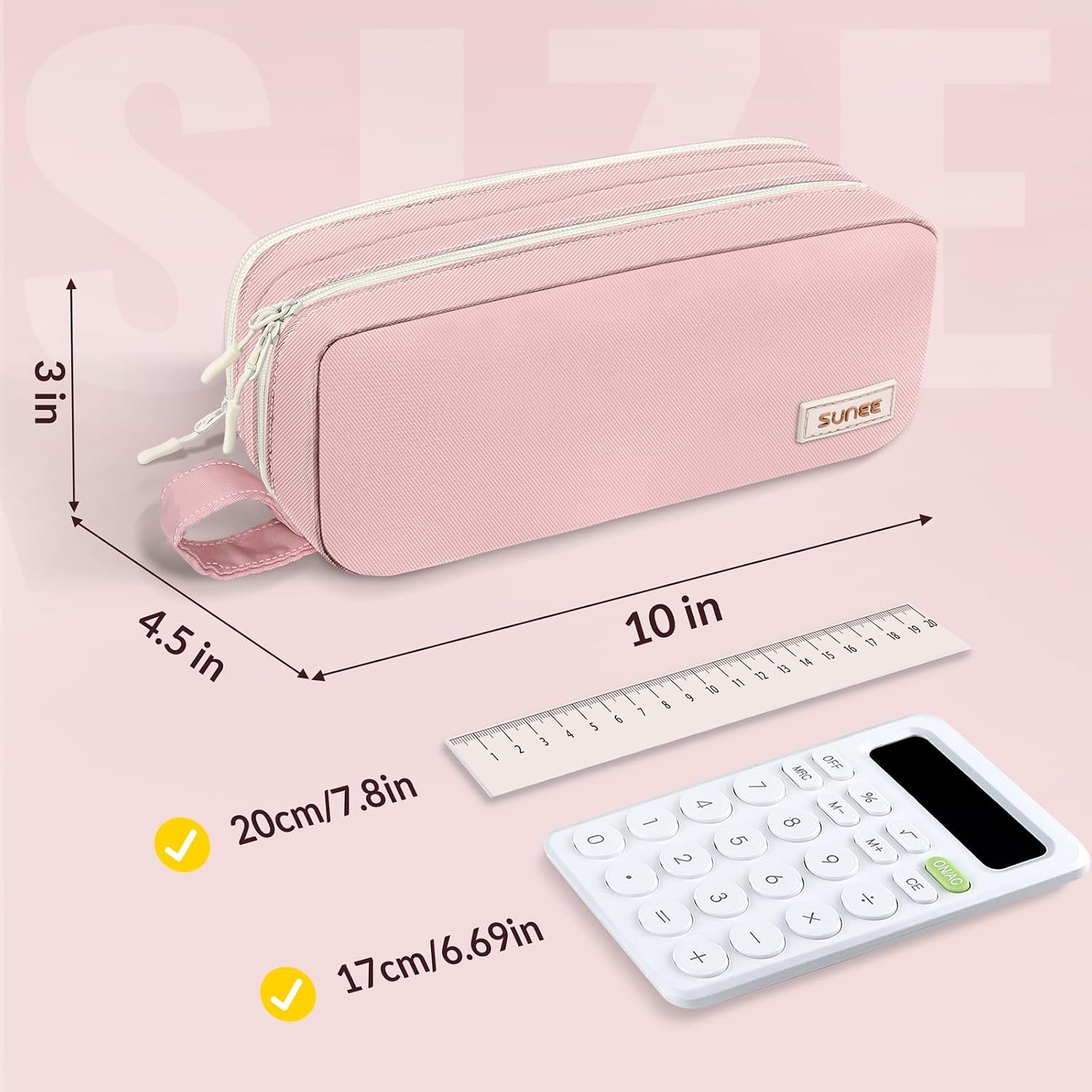 image:imageSUNEE Pencil Case Large Capacity Pencil Pouch Aesthetic Pen Bag Office Stationery Organizer Simple Sturdy Multifunctional for Teen Girls Women Men BluePink