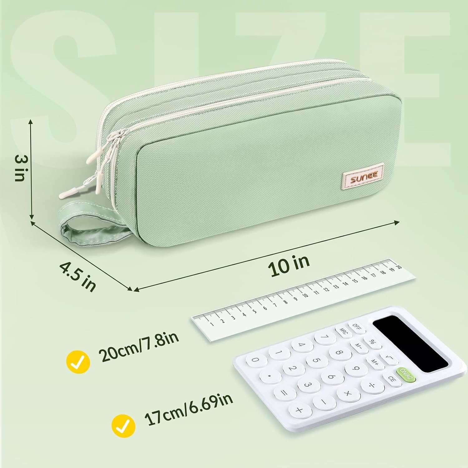 image:imageSUNEE Pencil Case Large Capacity Pencil Pouch Aesthetic Pen Bag Office Stationery Organizer Simple Sturdy Multifunctional for Teen Girls Women Men BlueGreen