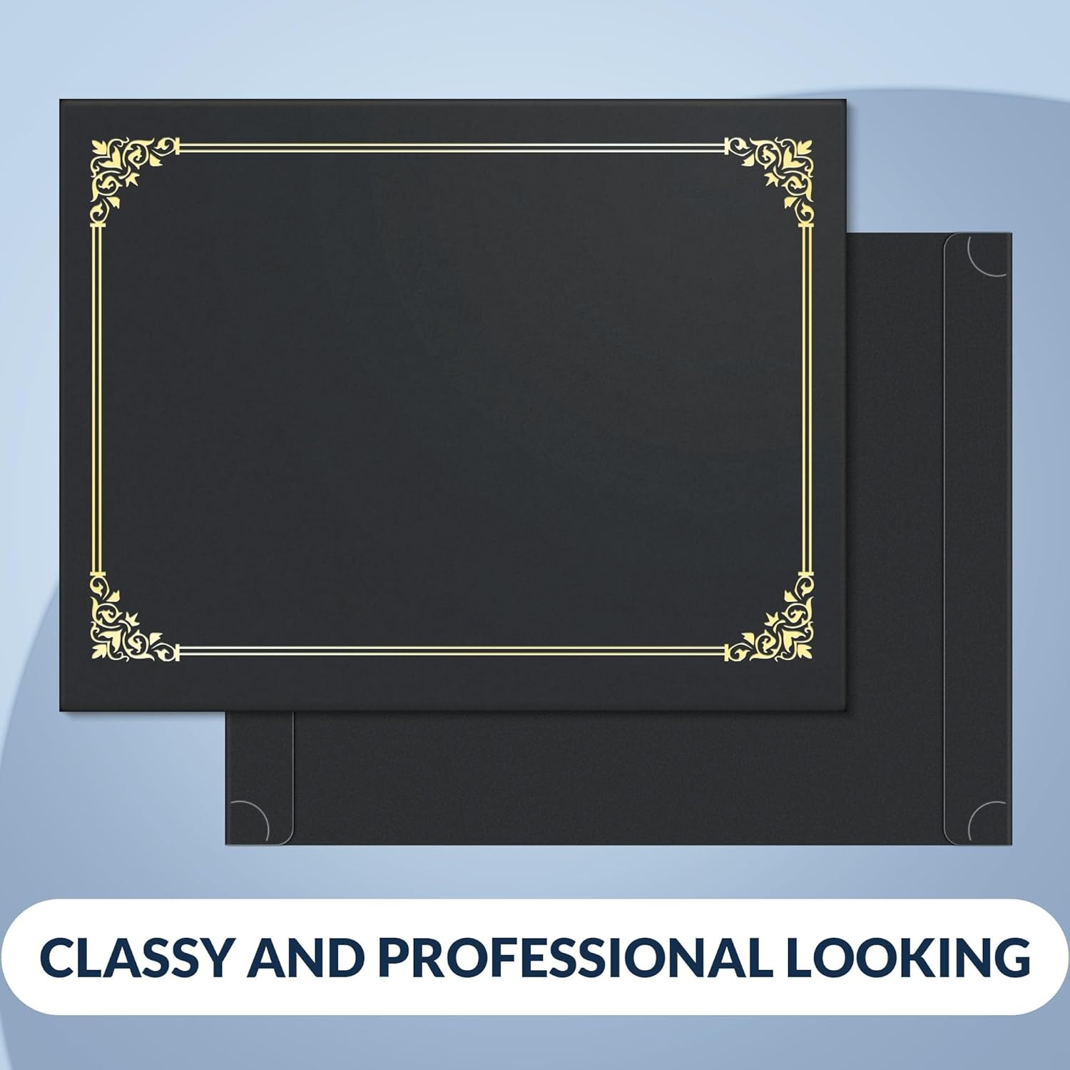 image:imageSUNEE Single Sided Certificate Holders 15 Packs Black Diploma Holders Certificate Covers with Gold Foil Border for Letter Size 85 x 11 Certificate Paper Cardstock Award Graduation DocumentsBlack
