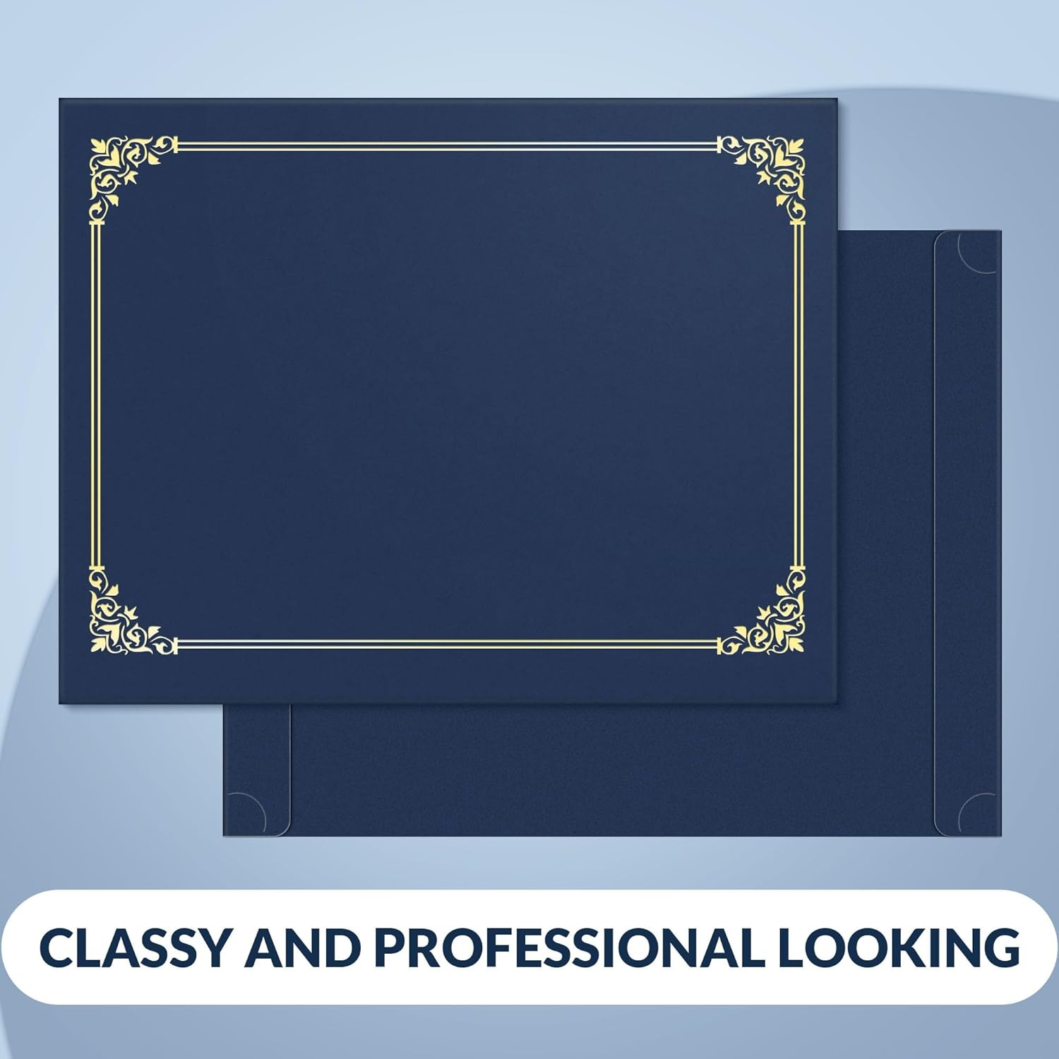 image:imageSUNEE Single Sided Certificate Holders 15 Packs Black Diploma Holders Certificate Covers with Gold Foil Border for Letter Size 85 x 11 Certificate Paper Cardstock Award Graduation DocumentsBlue