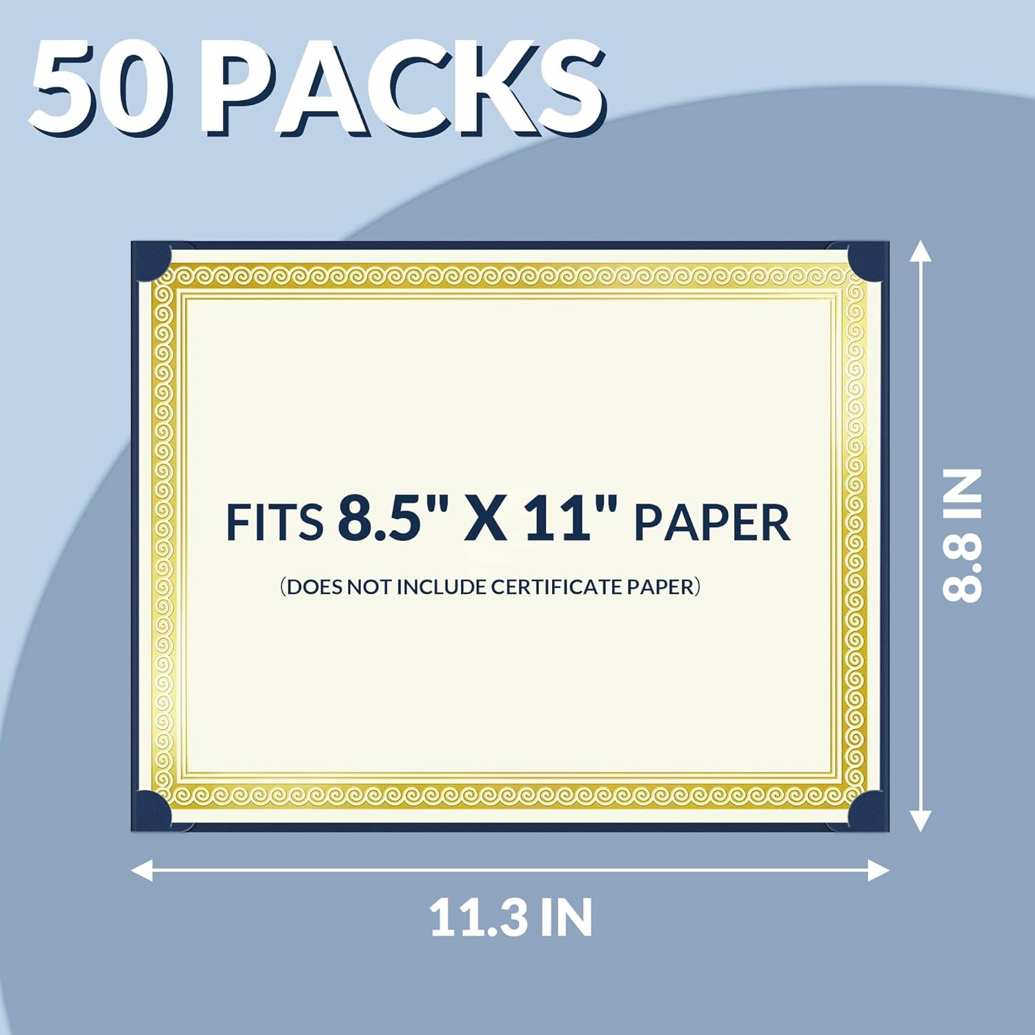 image:imageSUNEE Single Sided Certificate Holders 15 Packs Black Diploma Holders Certificate Covers with Gold Foil Border for Letter Size 85 x 11 Certificate Paper Cardstock Award Graduation DocumentsBlue