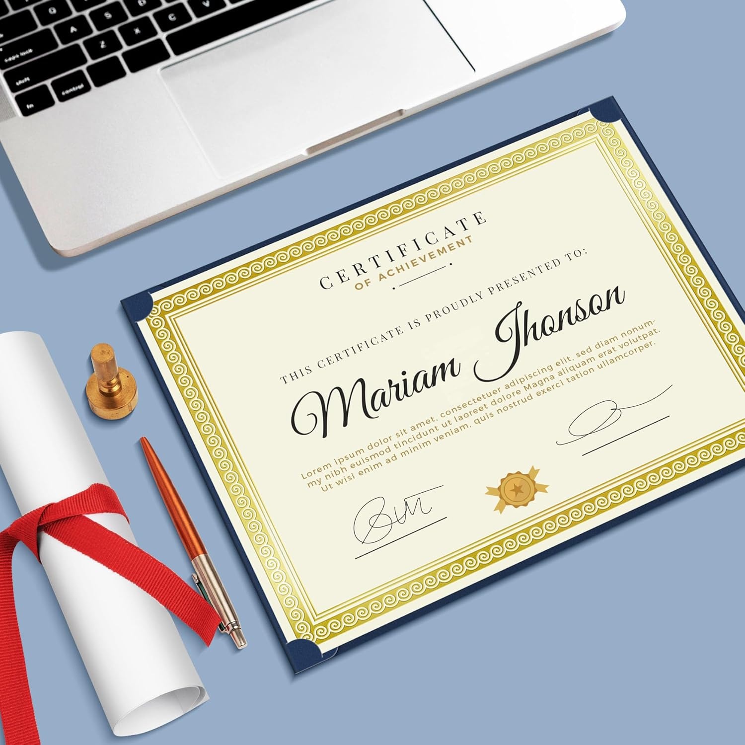image:imageSUNEE Single Sided Certificate Holders 15 Packs Black Diploma Holders Certificate Covers with Gold Foil Border for Letter Size 85 x 11 Certificate Paper Cardstock Award Graduation DocumentsBlue