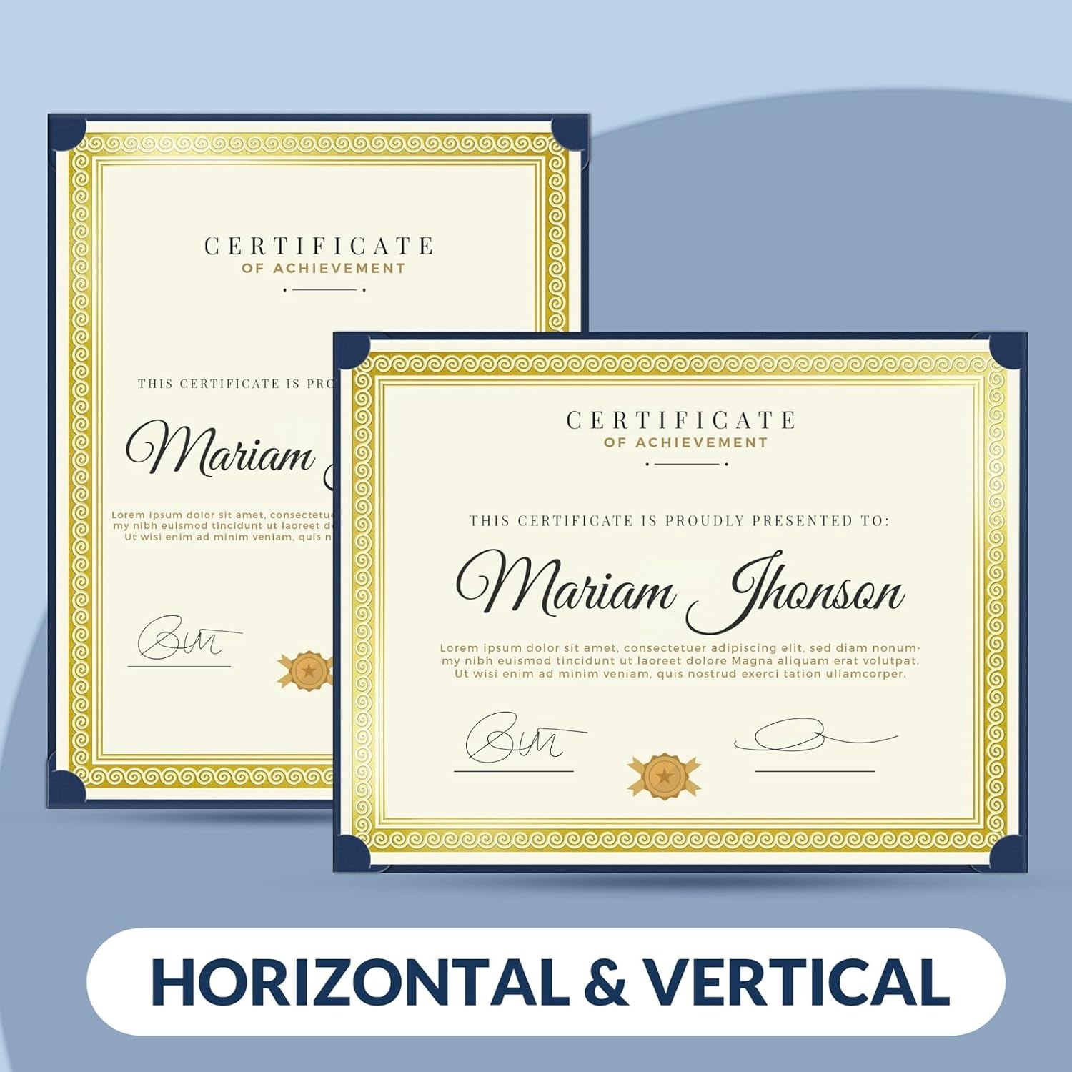 image:imageSUNEE Single Sided Certificate Holders 50 Packs Black Diploma Holders Certificate Covers with Gold Foil Border for Letter Size 85 x 11 Certificate Paper Cardstock Award Graduation DocumentsBlue
