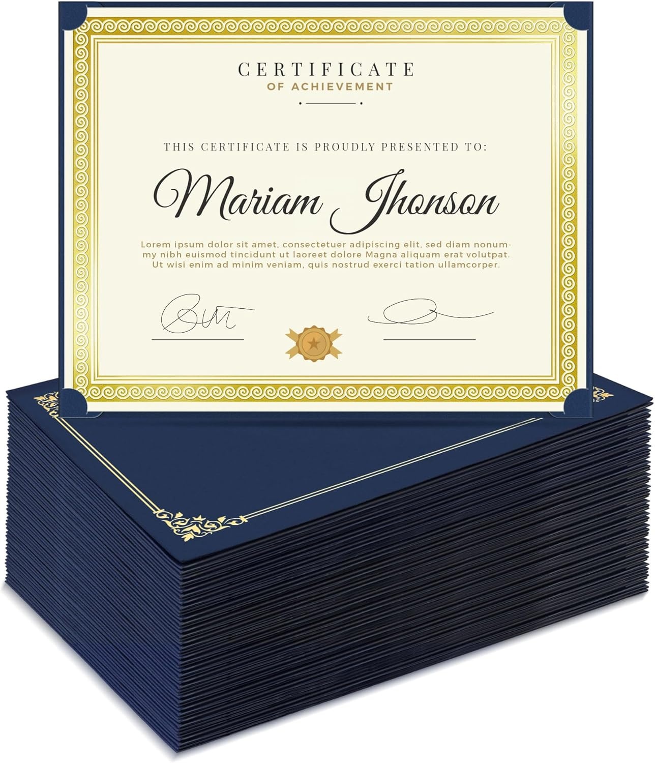 image:imageSUNEE Single Sided Certificate Holders 50 Packs Black Diploma Holders Certificate Covers with Gold Foil Border for Letter Size 85 x 11 Certificate Paper Cardstock Award Graduation DocumentsBlue