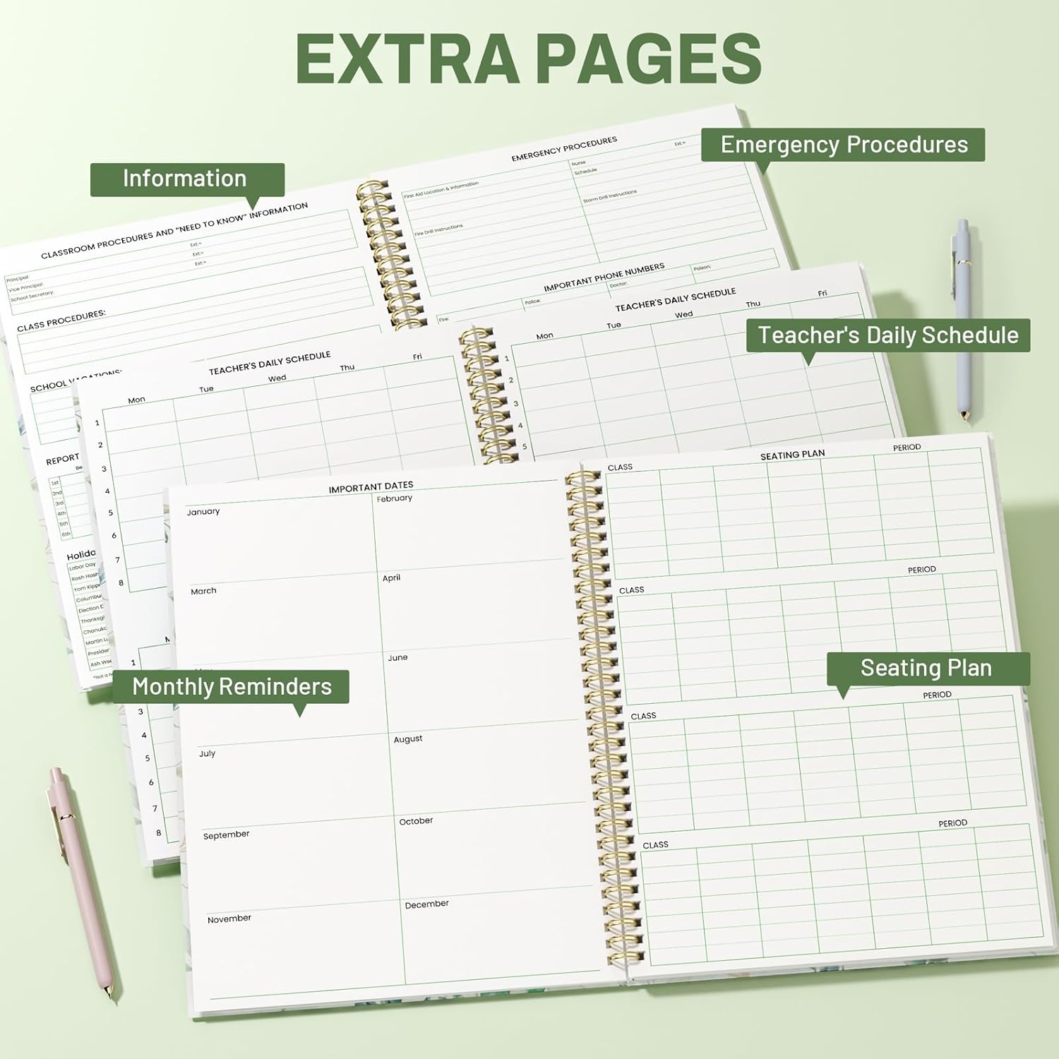 image:imageSUNEE Teacher Class Record Book for 1112 weeks 36 Names 85x11 Inch 104 Pages 52 Sheets 100gsm Thick Paper Larger Grade Recording up to 36 Students with WaterResistant Plastic Cover MarbleFull Leaf