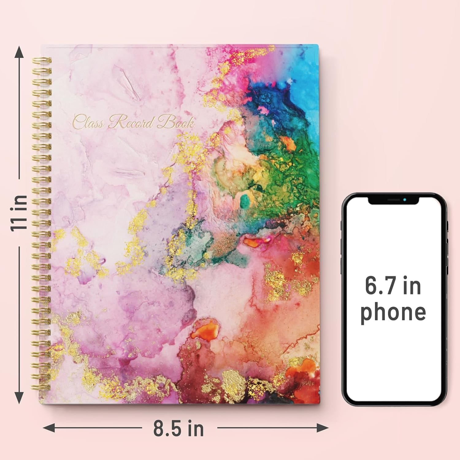 image:imageSUNEE Teacher Class Record Book for 1112 weeks 36 Names 85x11 Inch 104 Pages 52 Sheets 100gsm Thick Paper Larger Grade Recording up to 36 Students with WaterResistant Plastic Cover MarblePink Marble