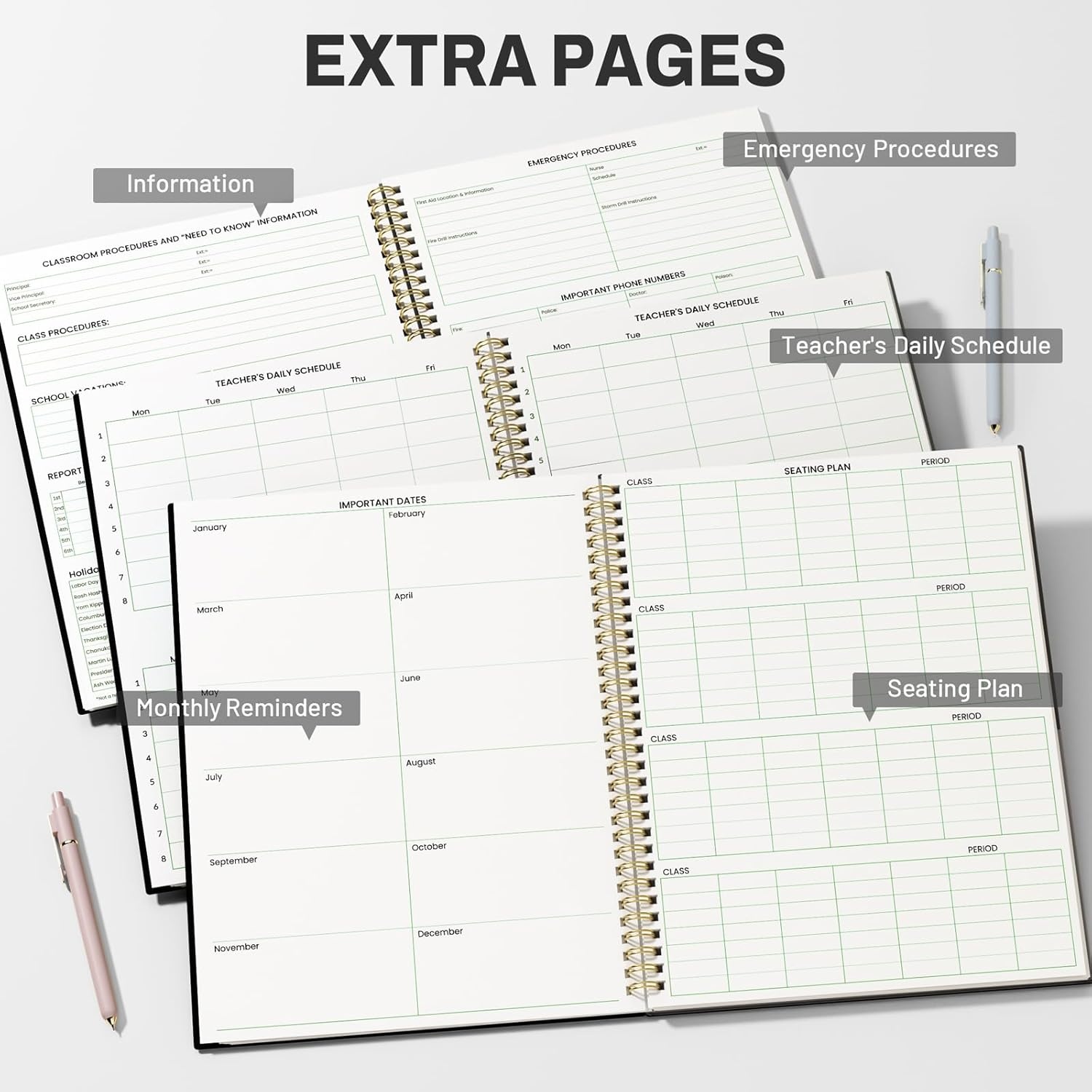 image:imageSUNEE Teacher Class Record Book for 1112 weeks 36 Names 85x11 Inch 104 Pages 52 Sheets 100gsm Thick Paper Larger Grade Recording up to 36 Students with WaterResistant Plastic Cover MarbleBlack
