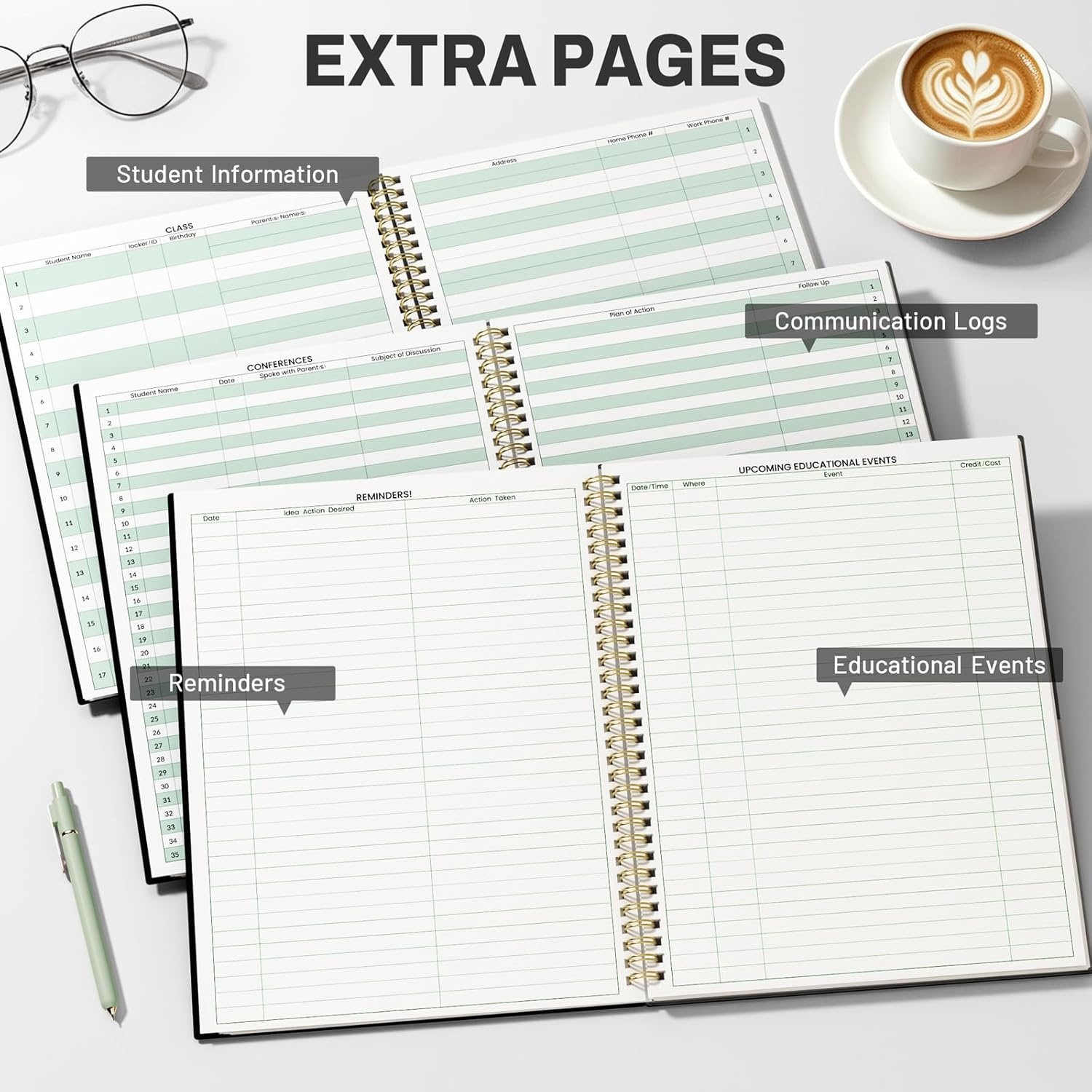 image:imageSUNEE Teacher Class Record Book for 1112 weeks 36 Names 85x11 Inch 104 Pages 52 Sheets 100gsm Thick Paper Larger Grade Recording up to 36 Students with WaterResistant Plastic Cover MarbleBlack