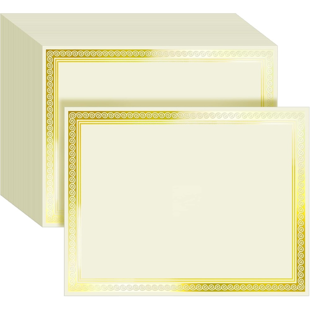 image:imageSUNEE 100 Sheets Certificate Papers Blank Gold Foil Border 85x11 for Diploma Certificates Participation Awards Document Cardstock Paper and Inkjet Printer Friendly Ivory200