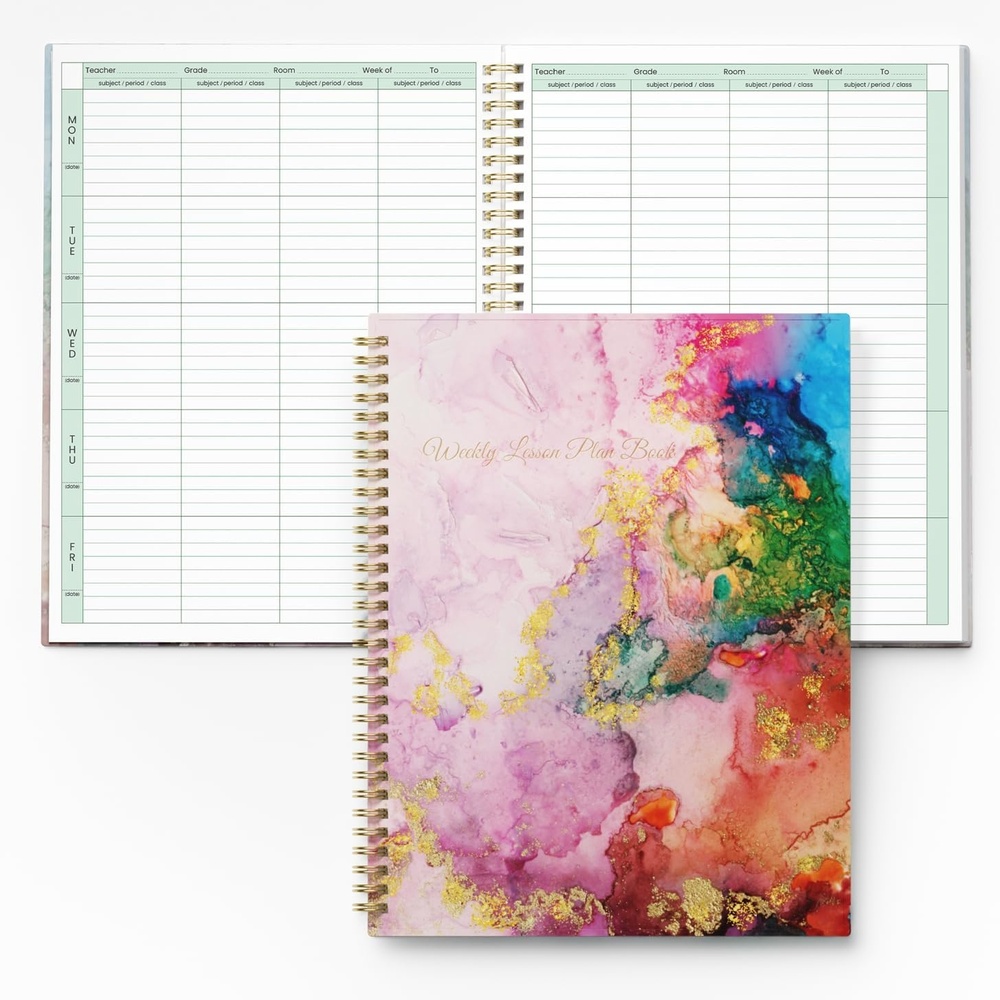 image:imageSUNEE 8 Period Teacher Lesson Plan Book Days Vertically Undated Teacher Planner 20262027 Academic Year 85 x 11 Inch 104 Pages52 Sheets 40 Weeks Waterproof Plastic Cover Back Pocket BluePink Marble