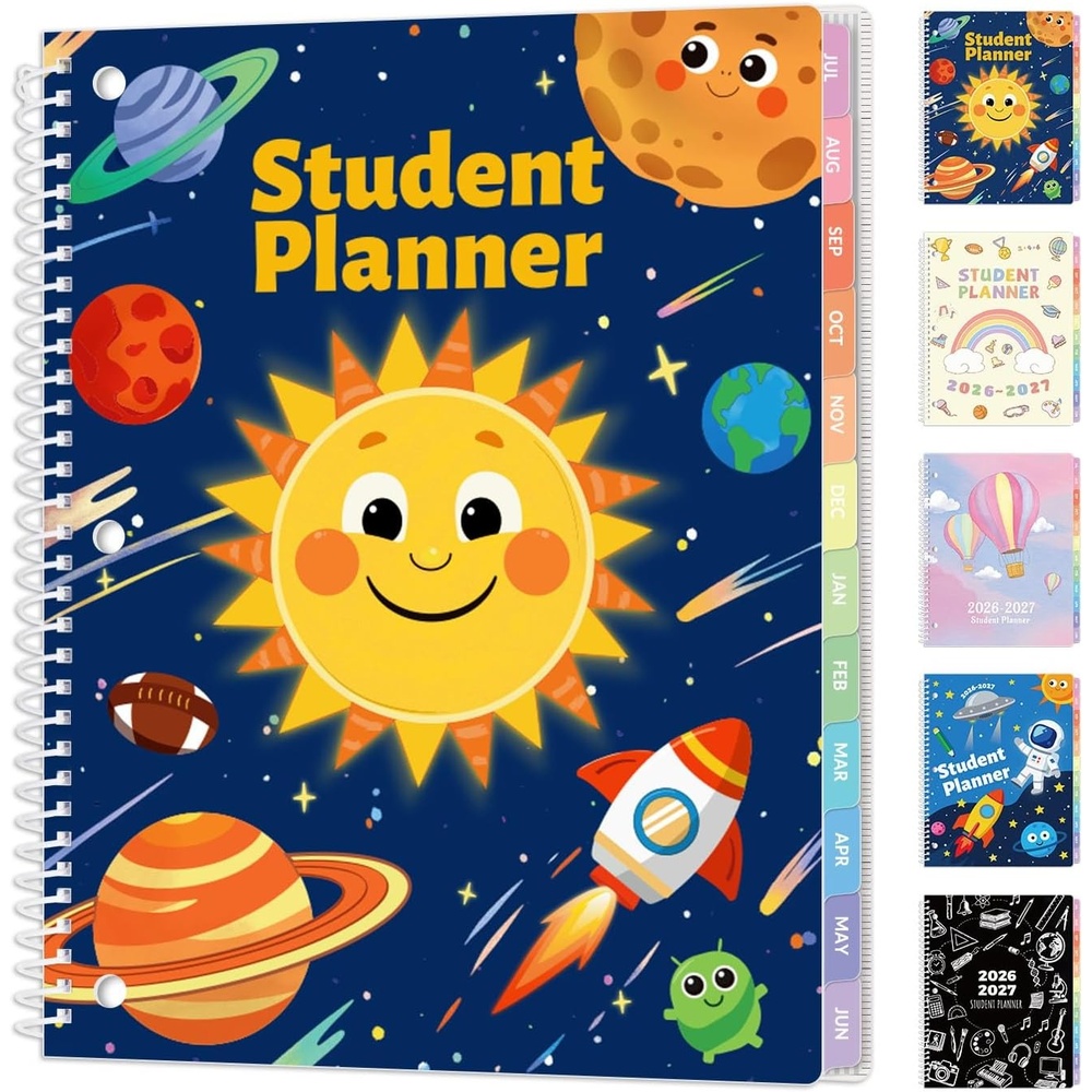 image:imageSUNEE Elementary Student Planner 20262027 Dated Academic Year Jul 2026 Jun 2027 6583 School Planner for Kids Datebooks Weekly amp Monthly Plan Book with BookmarkMonthly Tabs Solar SystemSolar System