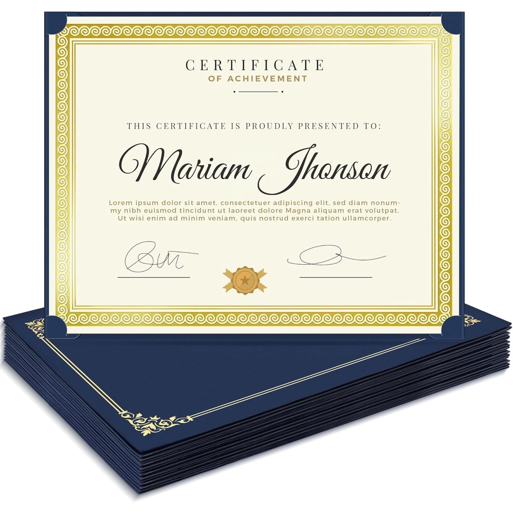 image:imageSUNEE Single Sided Certificate Holders 50 Packs Black Diploma Holders Certificate Covers with Gold Foil Border for Letter Size 85 x 11 Certificate Paper Cardstock Award Graduation DocumentsBlue