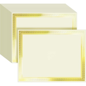 image:imageSUNEE 100 Sheets Certificate Papers  Blank Gold Foil Border 85x11 for Diploma Certificates Participation Awards Document Cardstock Paper and Inkjet Printer Friendly Ivory200