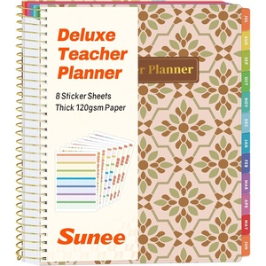 image:imageSUNEE Deluxe Teacher Planner 20262027 Lesson Planner Book with 7 Periods Jul 2026  Jun 2027 85 x 11 Daily Weekly and Monthly Organizers with Colorful Tabs Planning Stickers120gms Paper BlackRetro Floral