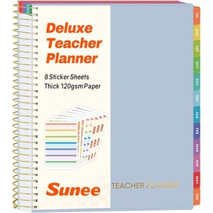 image:imageSUNEE Deluxe Teacher Planner 20262027 Lesson Planner Book with 7 Periods Jul 2026  Jun 2027 85 x 11 Daily Weekly and Monthly Organizers with Colorful Tabs Planning Stickers120gms Paper BlackBlue