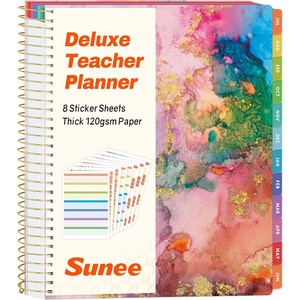 image:imageSUNEE Deluxe Teacher Planner 20262027 Lesson Planner Book with 7 Periods Jul 2026  Jun 2027 85 x 11 Daily Weekly and Monthly Organizers with Colorful Tabs Planning Stickers120gms Paper BlackPink Marble