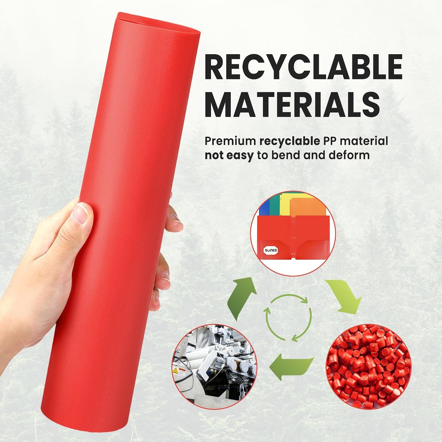 image:imageSUNEE 3Hole Pocket Folders 5 Pack Assorted Colors Recycled Plastic 3Ring Binder Folders with Pockets for Kids Students Teachers OfficeBright Colors