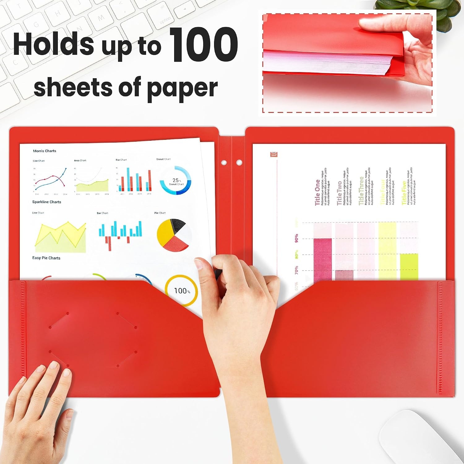 image:imageSUNEE 3Hole Pocket Folders 5 Pack Assorted Colors Recycled Plastic 3Ring Binder Folders with Pockets for Kids Students Teachers OfficeBright Colors
