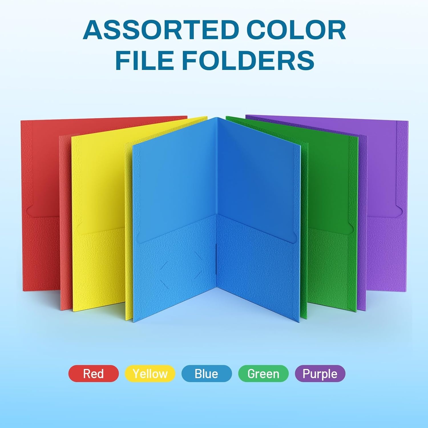 image:imageSUNEE Folders with Pockets125 Pack Red 2 Pocket Folders Fit Letter Size Paper Paper File Folder for School Office Home BusinessMulticolored