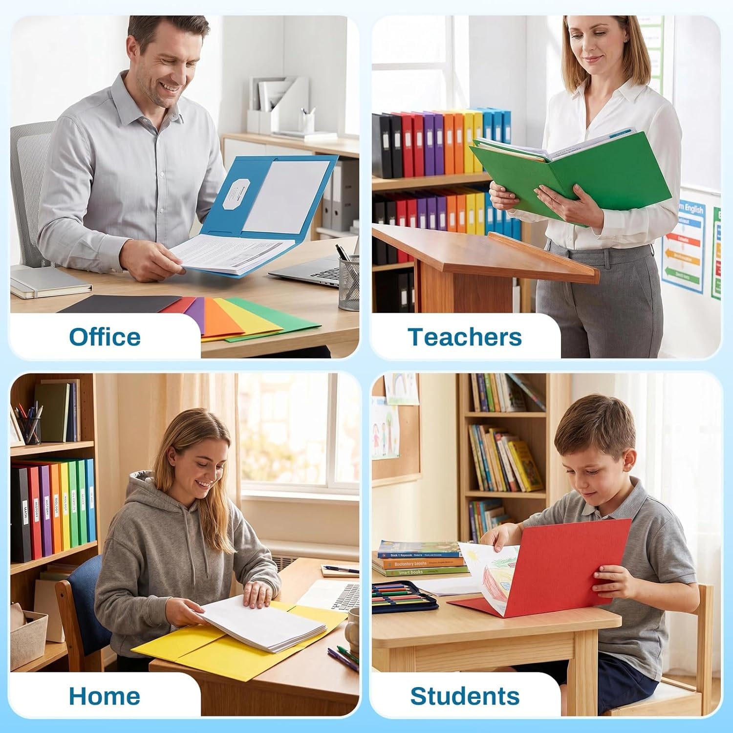 image:imageSUNEE Folders with Pockets125 Pack Red 2 Pocket Folders Fit Letter Size Paper Paper File Folder for School Office Home BusinessMulticolored