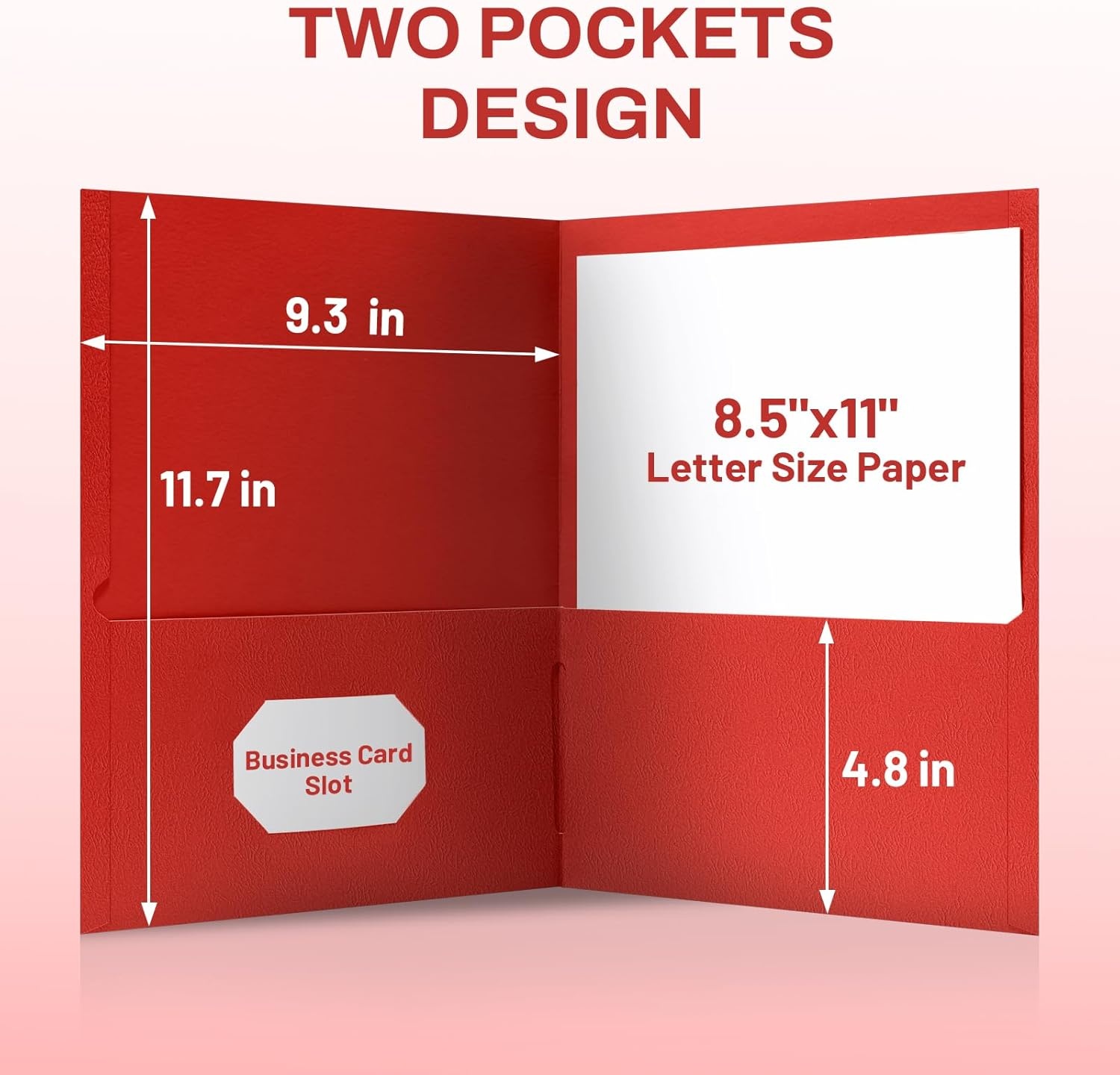 image:imageSUNEE Folders with Pockets125 Pack Red 2 Pocket Folders Fit Letter Size Paper Paper File Folder for School Office Home BusinessRed